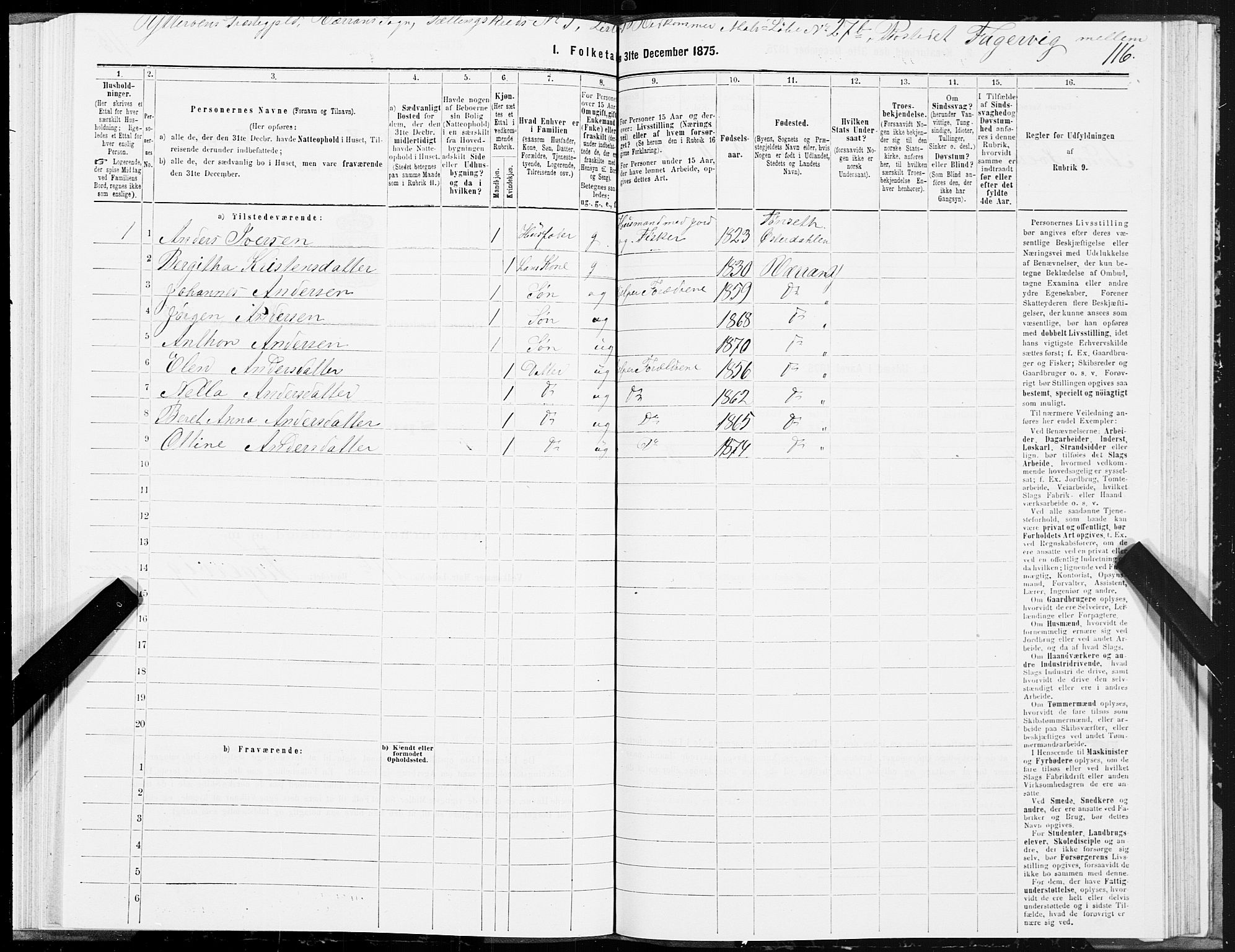 SAT, 1875 census for 1722P Ytterøy, 1875, p. 5116