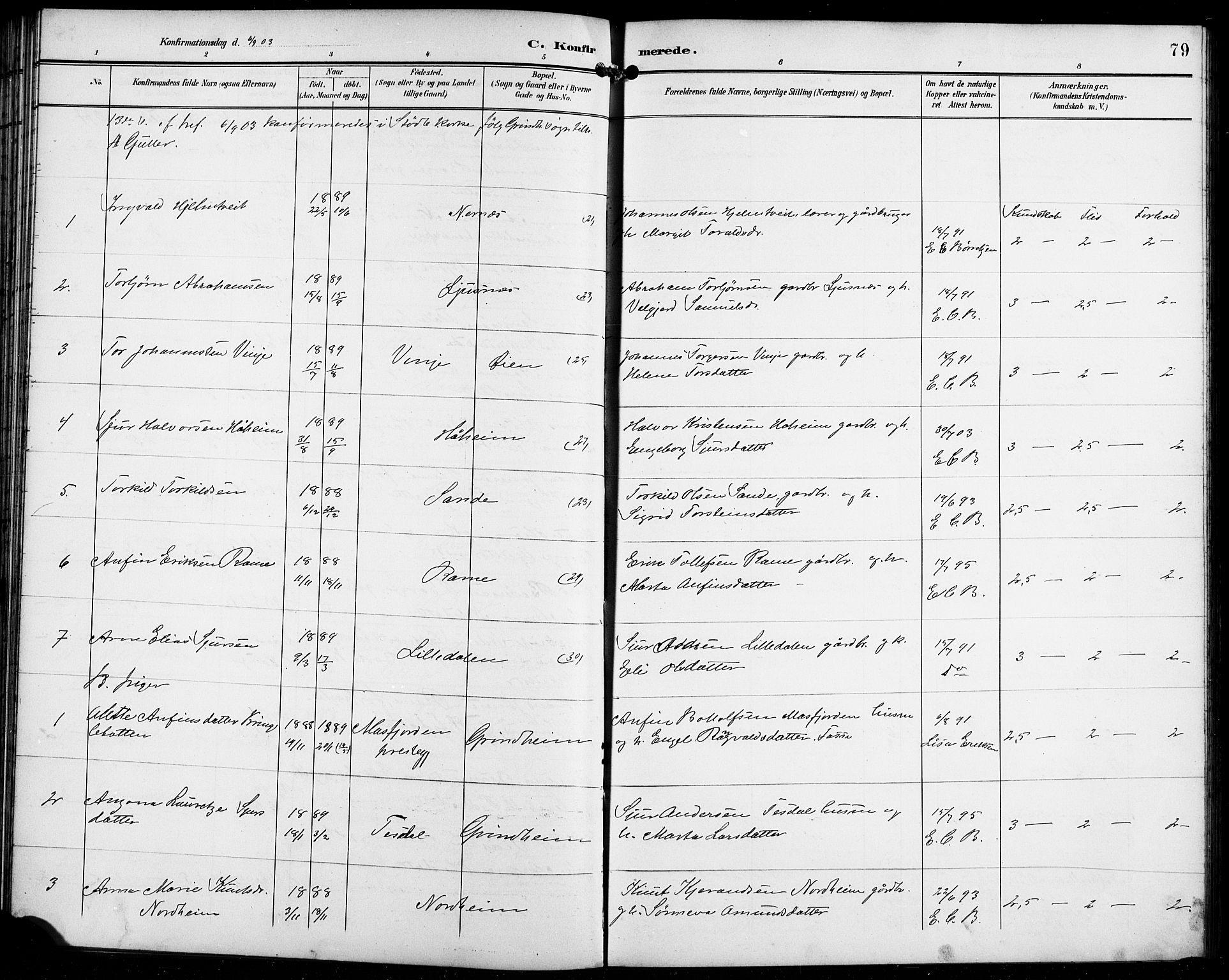 Etne sokneprestembete, SAB/A-75001/H/Hab: Parish register (copy) no. C 5, 1896-1920, p. 79