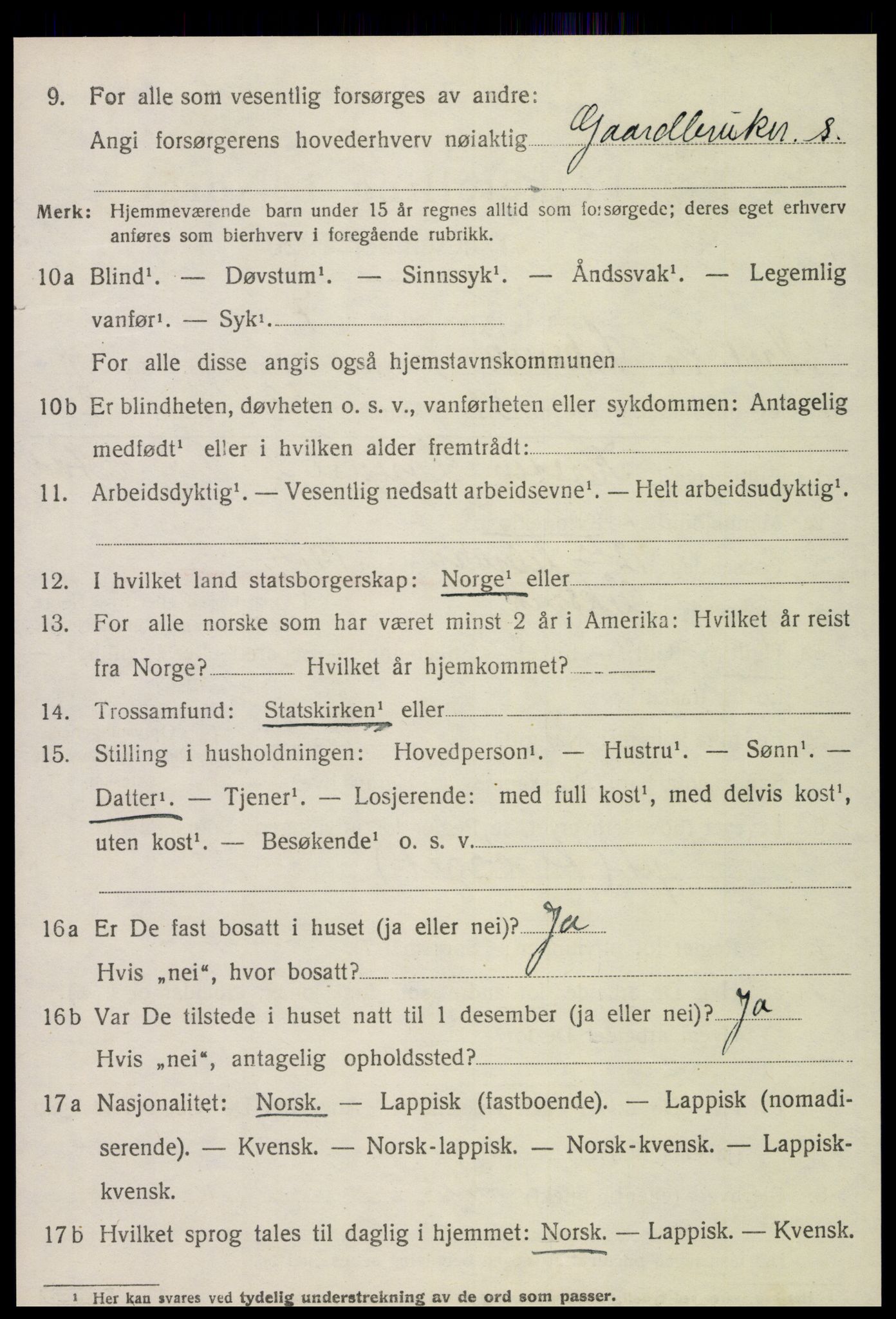 SAT, 1920 census for Leksvik, 1920, p. 3999