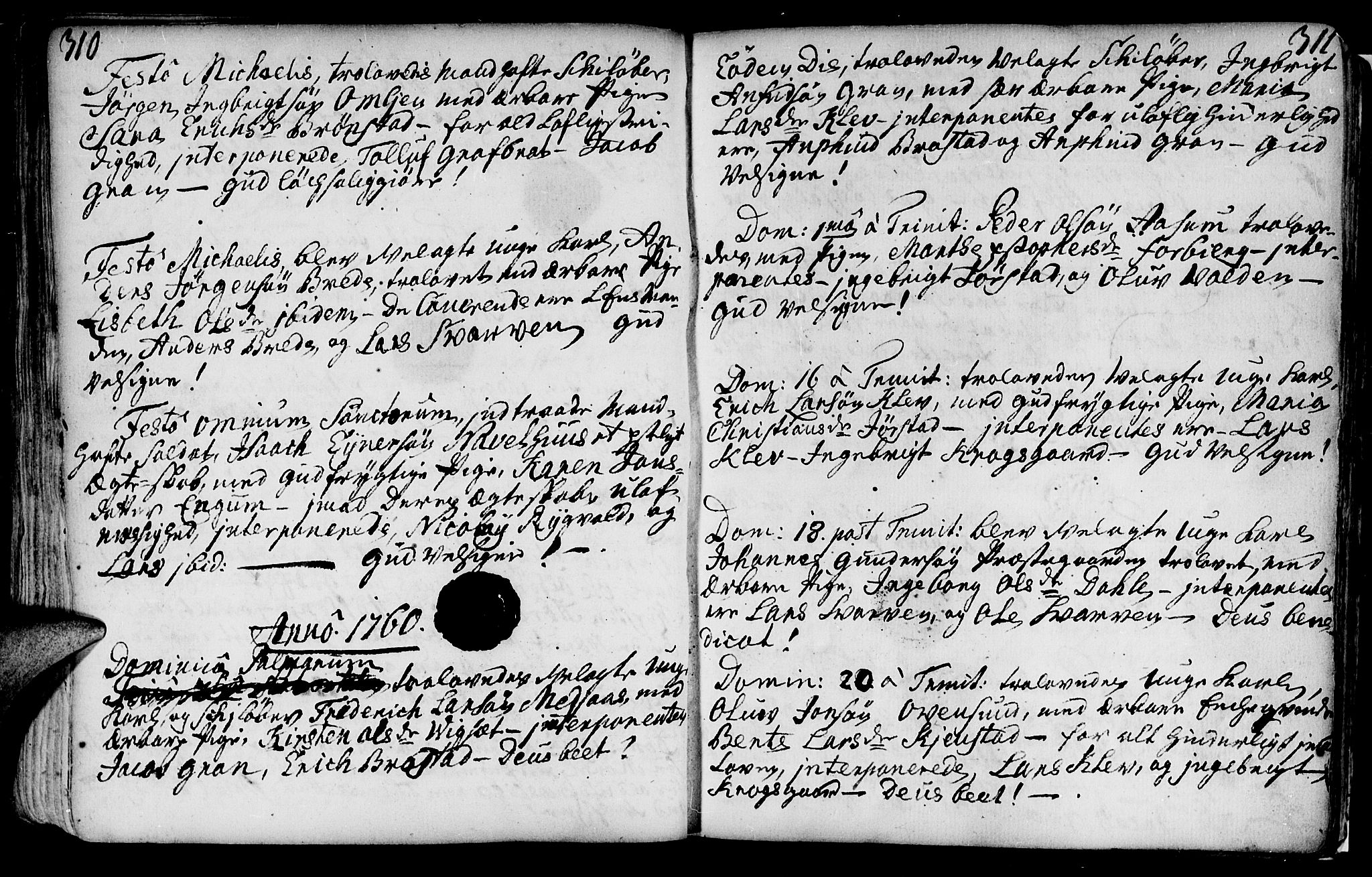 Ministerialprotokoller, klokkerbøker og fødselsregistre - Nord-Trøndelag, SAT/A-1458/749/L0467: Parish register (official) no. 749A01, 1733-1787, p. 310-311