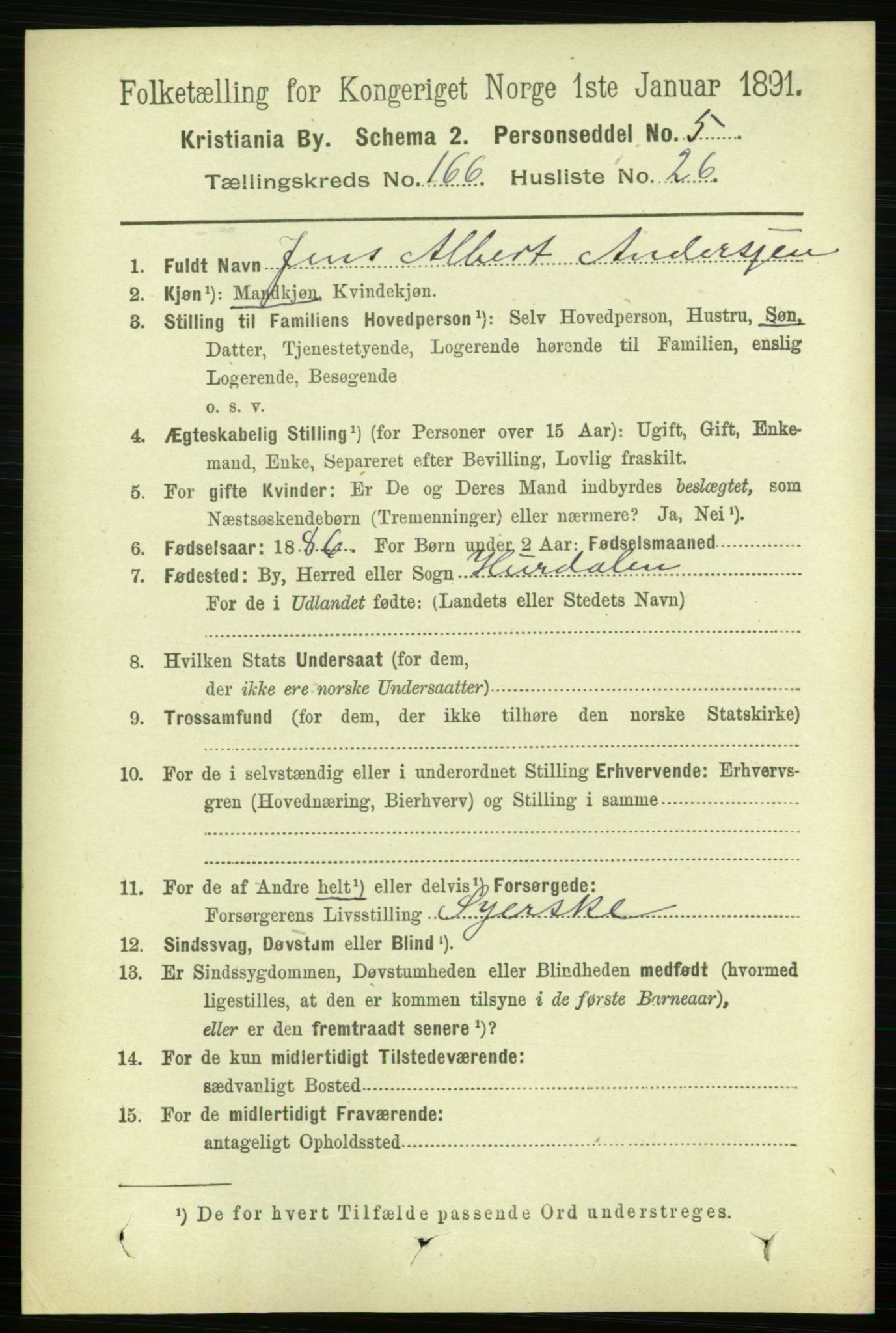 RA, 1891 census for 0301 Kristiania, 1891, p. 97183