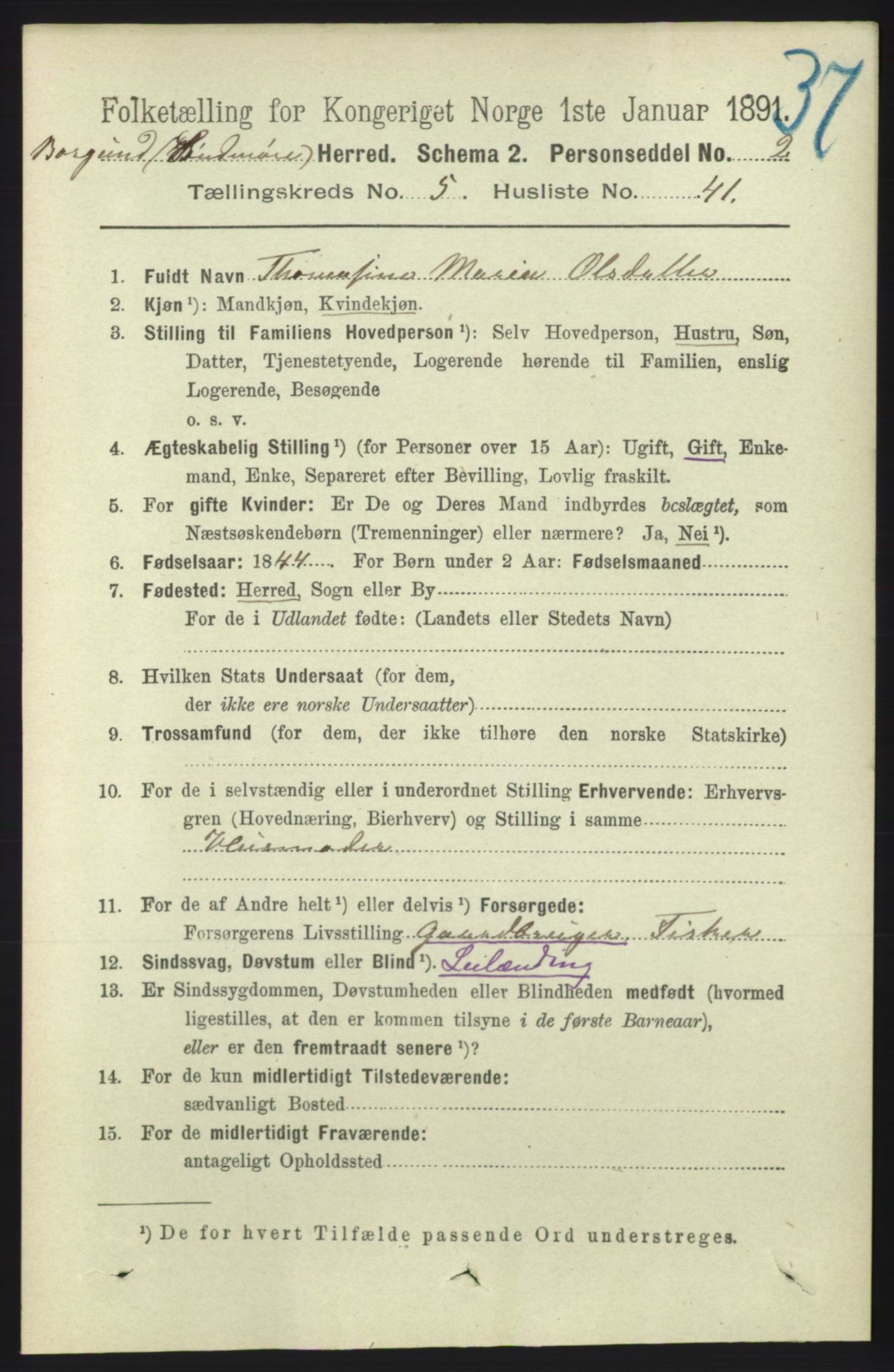 RA, 1891 census for 1531 Borgund, 1891, p. 1521