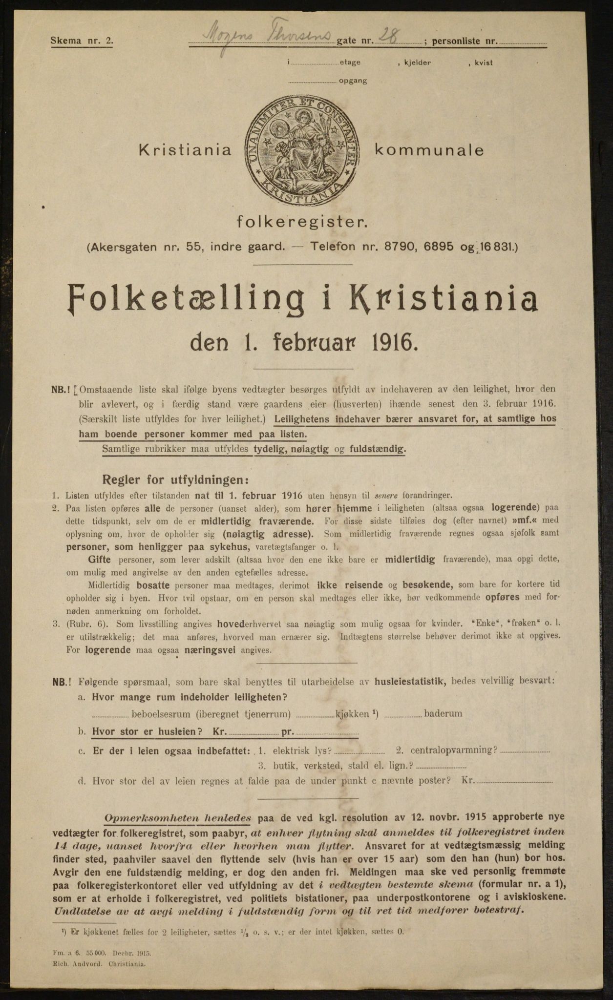 OBA, Municipal Census 1916 for Kristiania, 1916, p. 67319