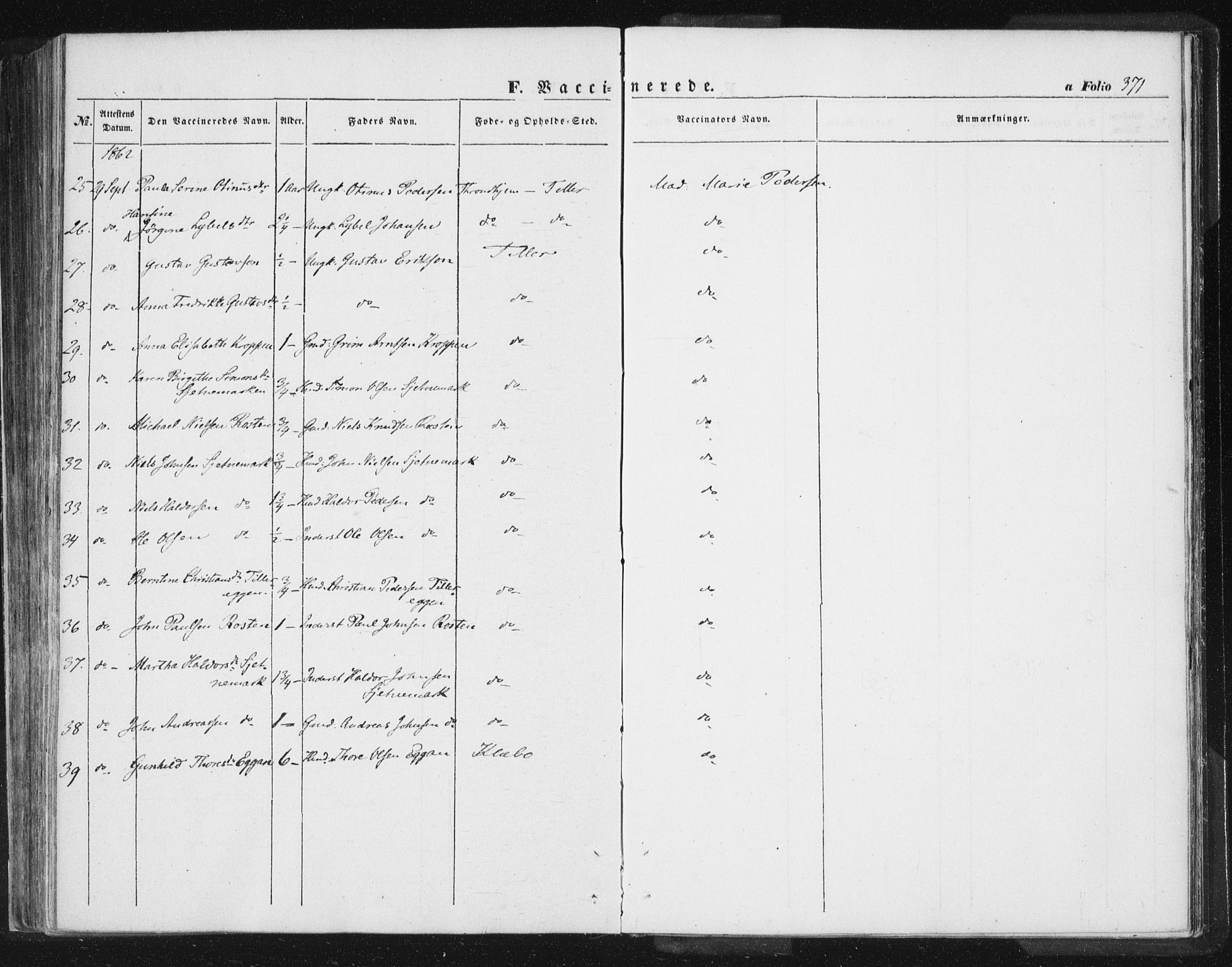 Ministerialprotokoller, klokkerbøker og fødselsregistre - Sør-Trøndelag, SAT/A-1456/618/L0441: Parish register (official) no. 618A05, 1843-1862, p. 371