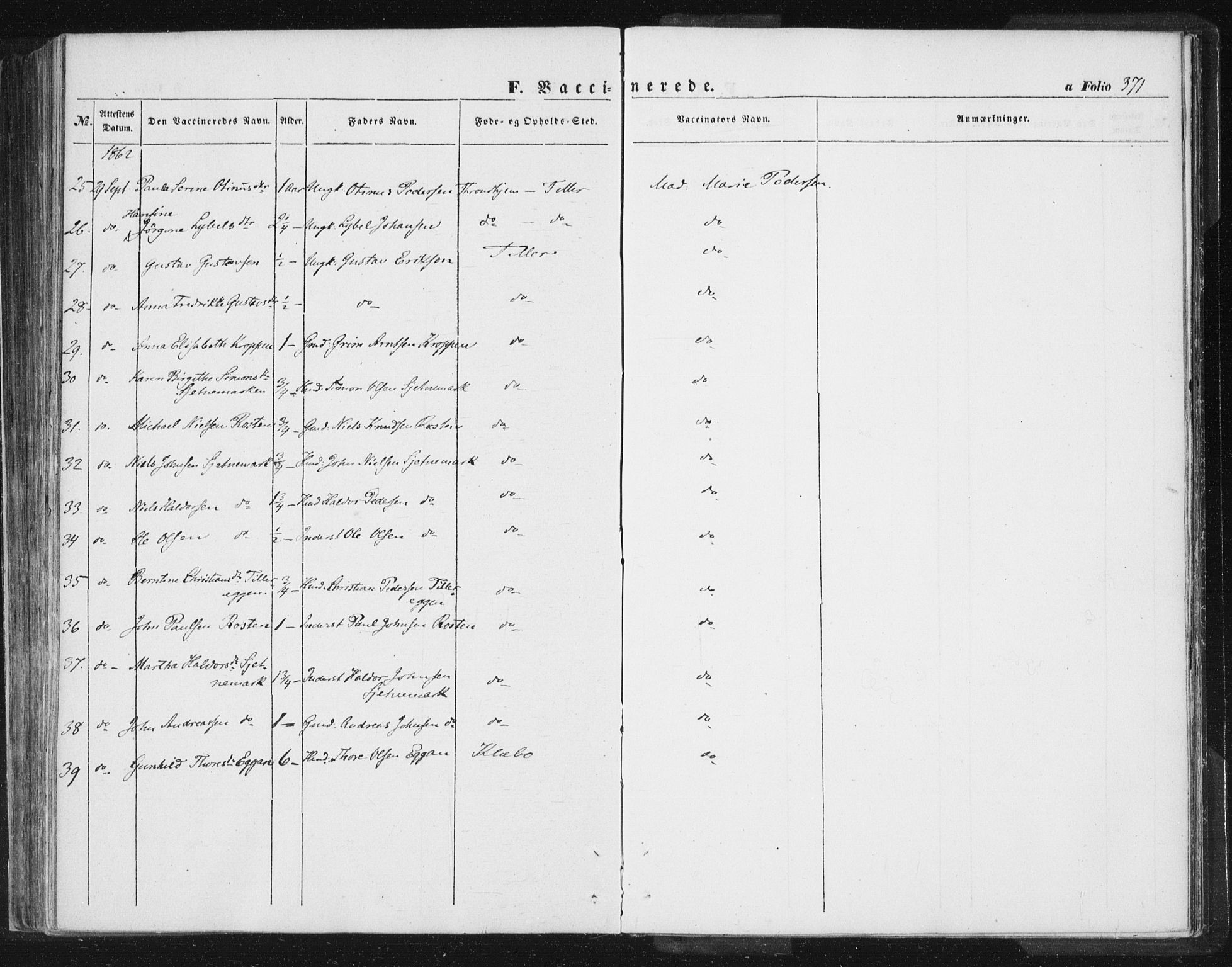 Ministerialprotokoller, klokkerbøker og fødselsregistre - Sør-Trøndelag, AV/SAT-A-1456/618/L0441: Parish register (official) no. 618A05, 1843-1862, p. 371