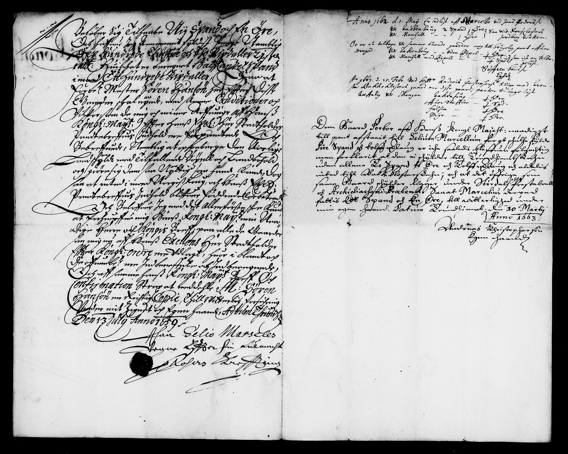 Rentekammeret inntil 1814, Realistisk ordnet avdeling, AV/RA-EA-4070/On/L0012: [Jj 13]: Regnskap for salg av pantsatt krongods i Bergen og Trondheim stift 1662-1663, panteskjøter 1629-1660. Dokumenter vedr. Bakke og Rein kloster (-1672), Marselis gods (1658-1660). Fortegnelse over pantsatt gods i Christiania lagdømme 1658-1660. Pant, 1662-1663, p. 373