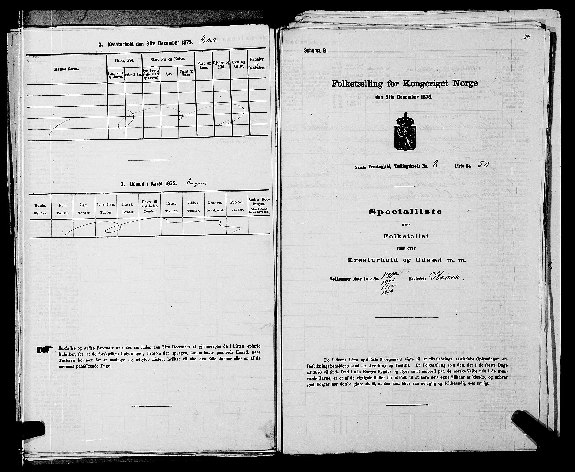 SAKO, 1875 census for 0822P Sauherad, 1875, p. 1030