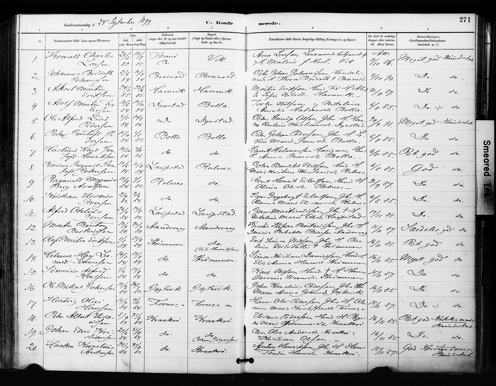 Ibestad sokneprestembete, AV/SATØ-S-0077/H/Ha/Haa/L0012kirke: Parish register (official) no. 12, 1890-1900, p. 271