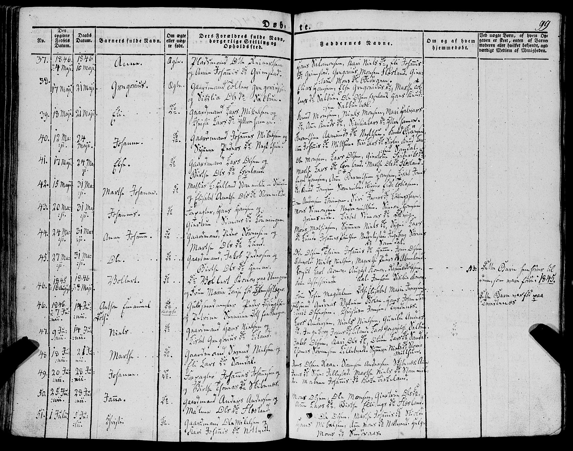 Fana Sokneprestembete, AV/SAB-A-75101/H/Haa/Haaa/L0008: Parish register (official) no. A 8, 1829-1851, p. 99