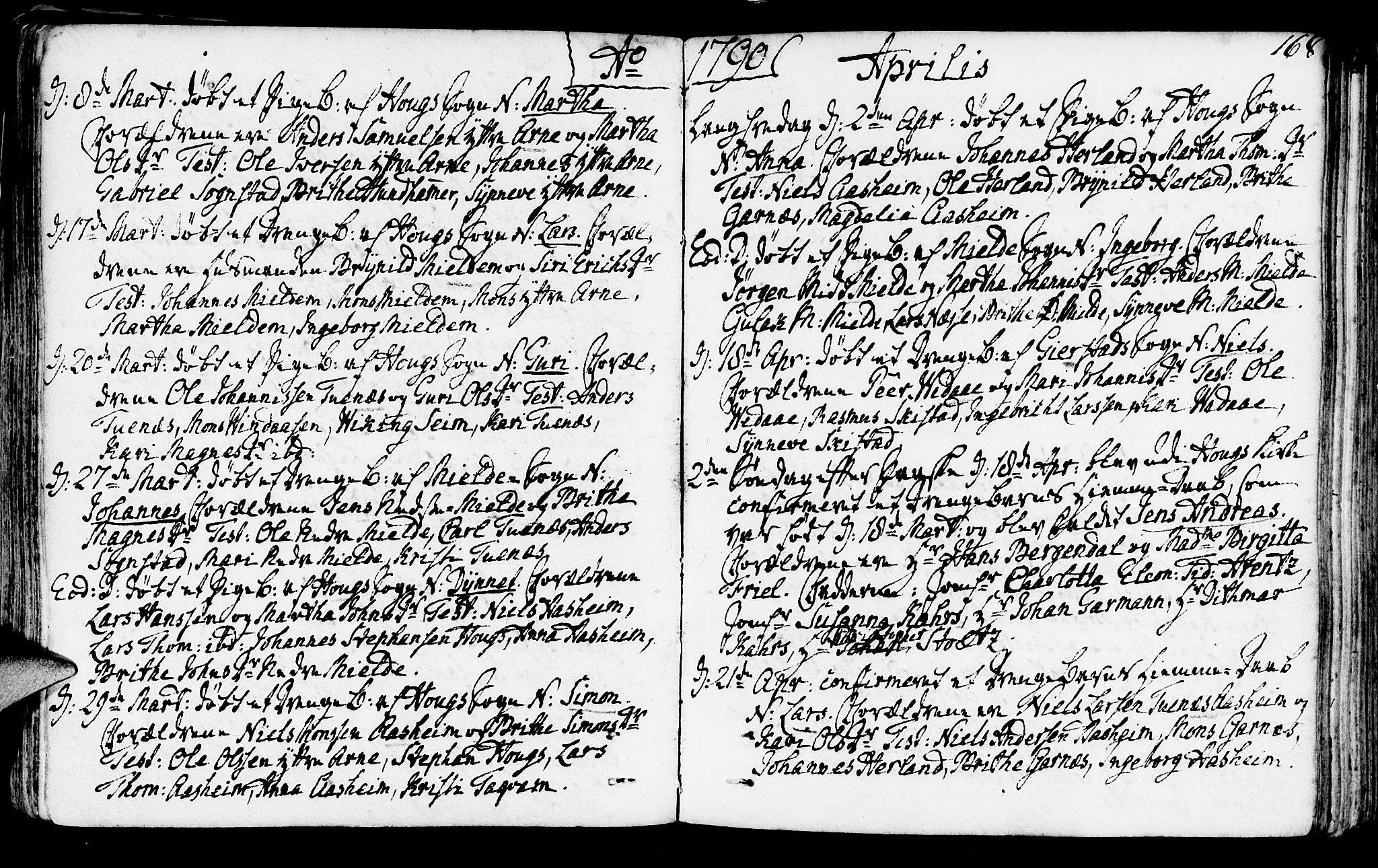 Haus sokneprestembete, AV/SAB-A-75601/H/Haa: Parish register (official) no. A 10, 1782-1796, p. 168