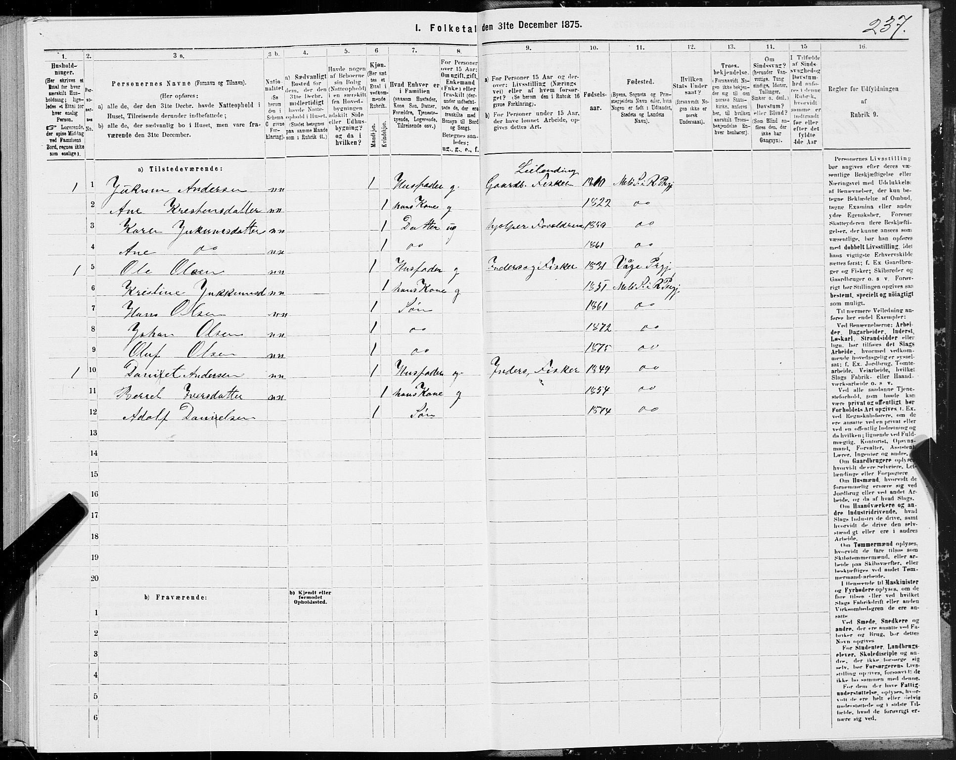 SAT, 1875 census for 1836P Rødøy, 1875, p. 3237