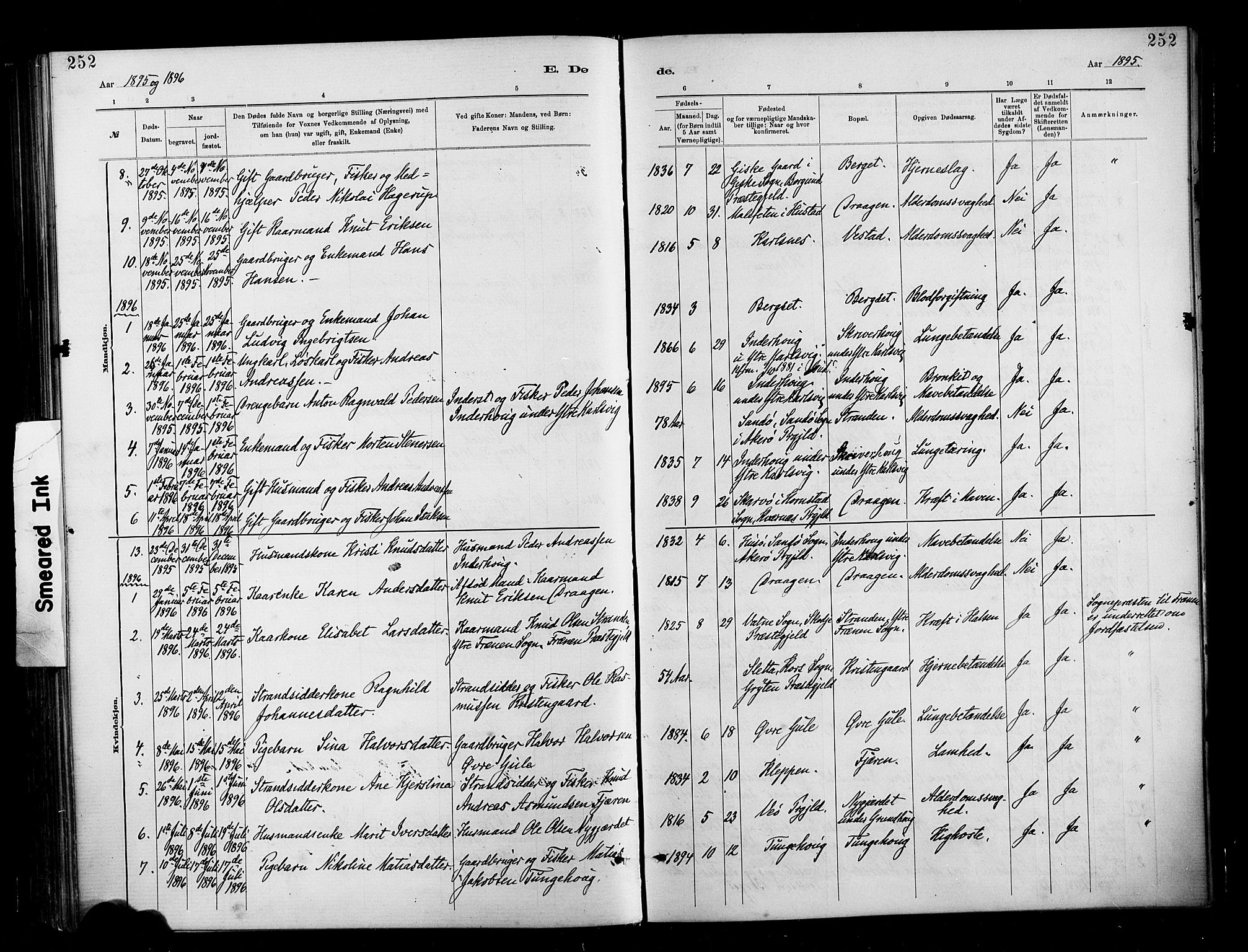 Ministerialprotokoller, klokkerbøker og fødselsregistre - Møre og Romsdal, SAT/A-1454/566/L0769: Parish register (official) no. 566A08, 1881-1903, p. 252
