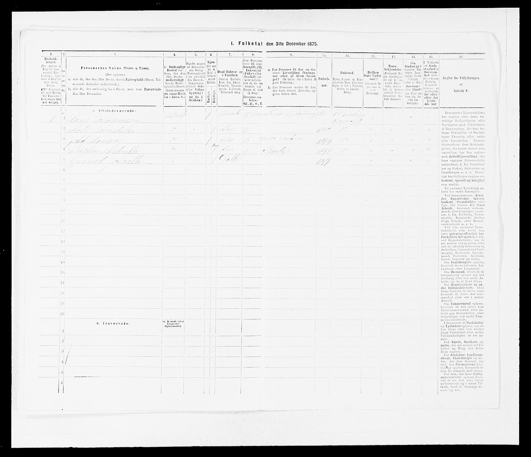 SAB, 1875 census for 1411P Eivindvik, 1875, p. 543