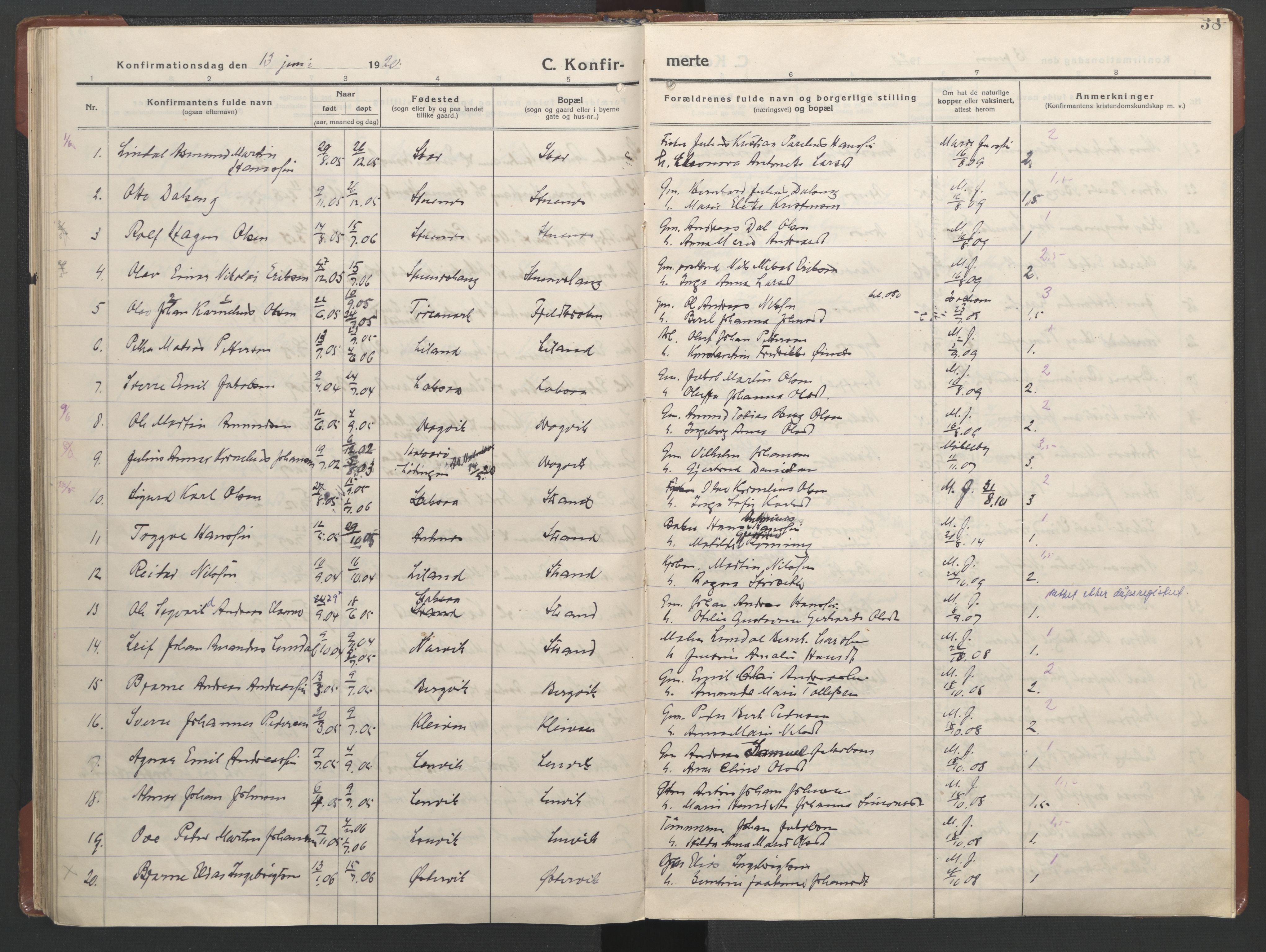 Ministerialprotokoller, klokkerbøker og fødselsregistre - Nordland, SAT/A-1459/863/L0918: Parish register (copy) no. 863C08, 1906-1921, p. 38