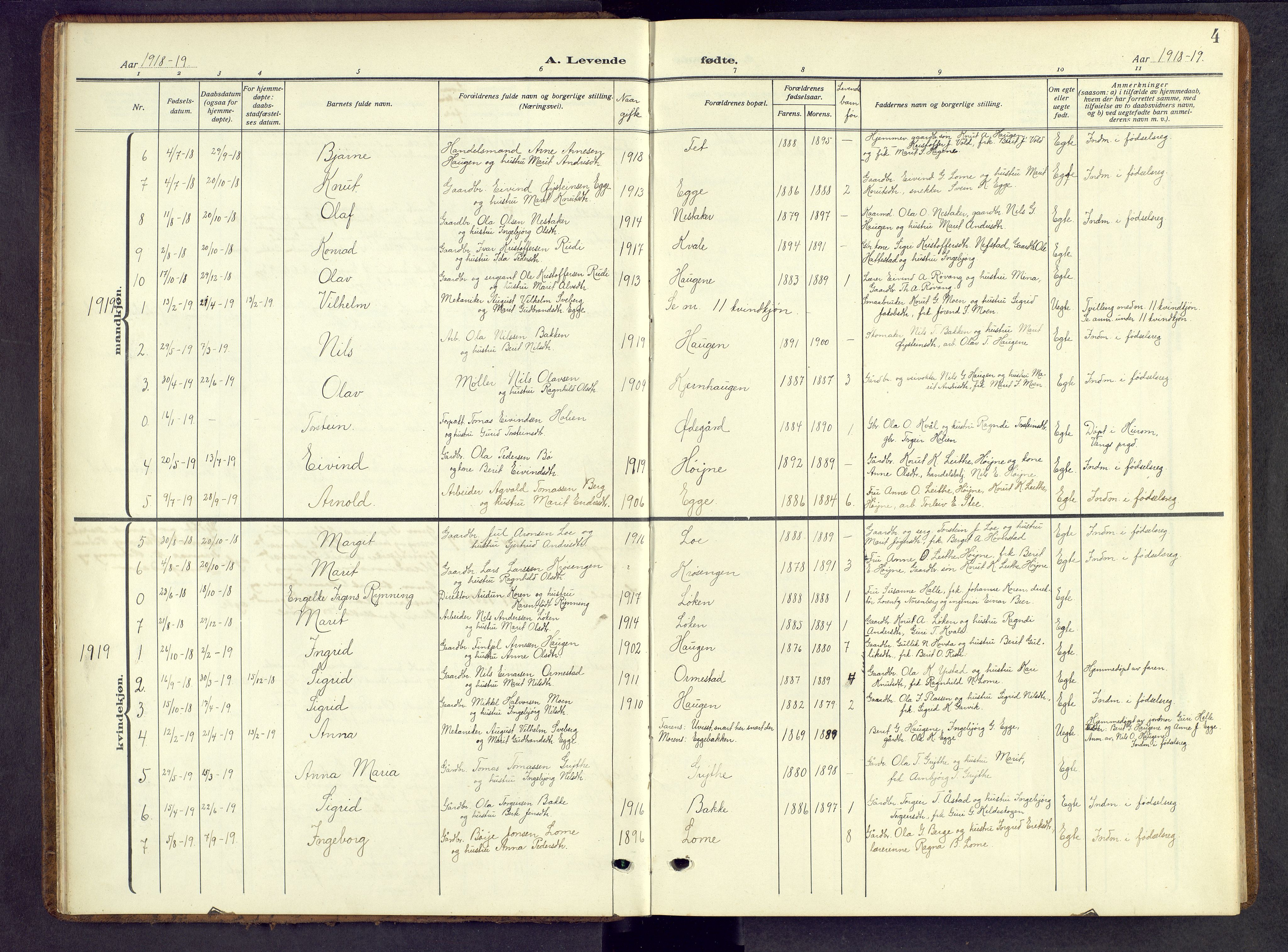 Vestre Slidre prestekontor, AV/SAH-PREST-136/H/Ha/Hab/L0009: Parish register (copy) no. 9, 1914-1970, p. 4