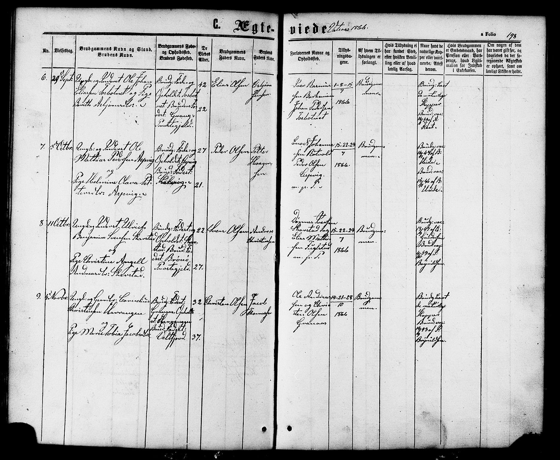 Ministerialprotokoller, klokkerbøker og fødselsregistre - Nordland, AV/SAT-A-1459/810/L0146: Parish register (official) no. 810A08 /1, 1862-1874, p. 198