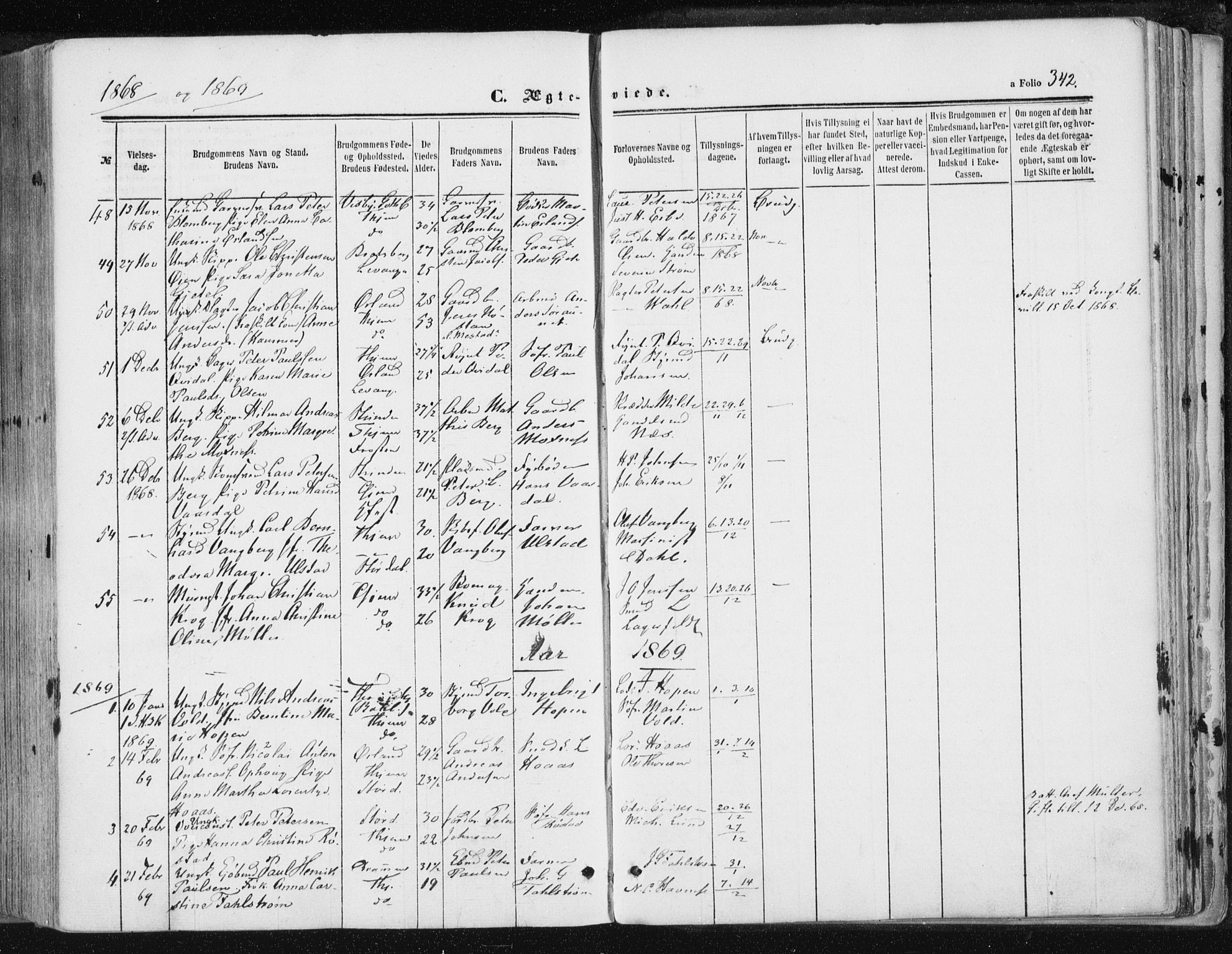 Ministerialprotokoller, klokkerbøker og fødselsregistre - Sør-Trøndelag, AV/SAT-A-1456/602/L0115: Parish register (official) no. 602A13, 1860-1872, p. 342