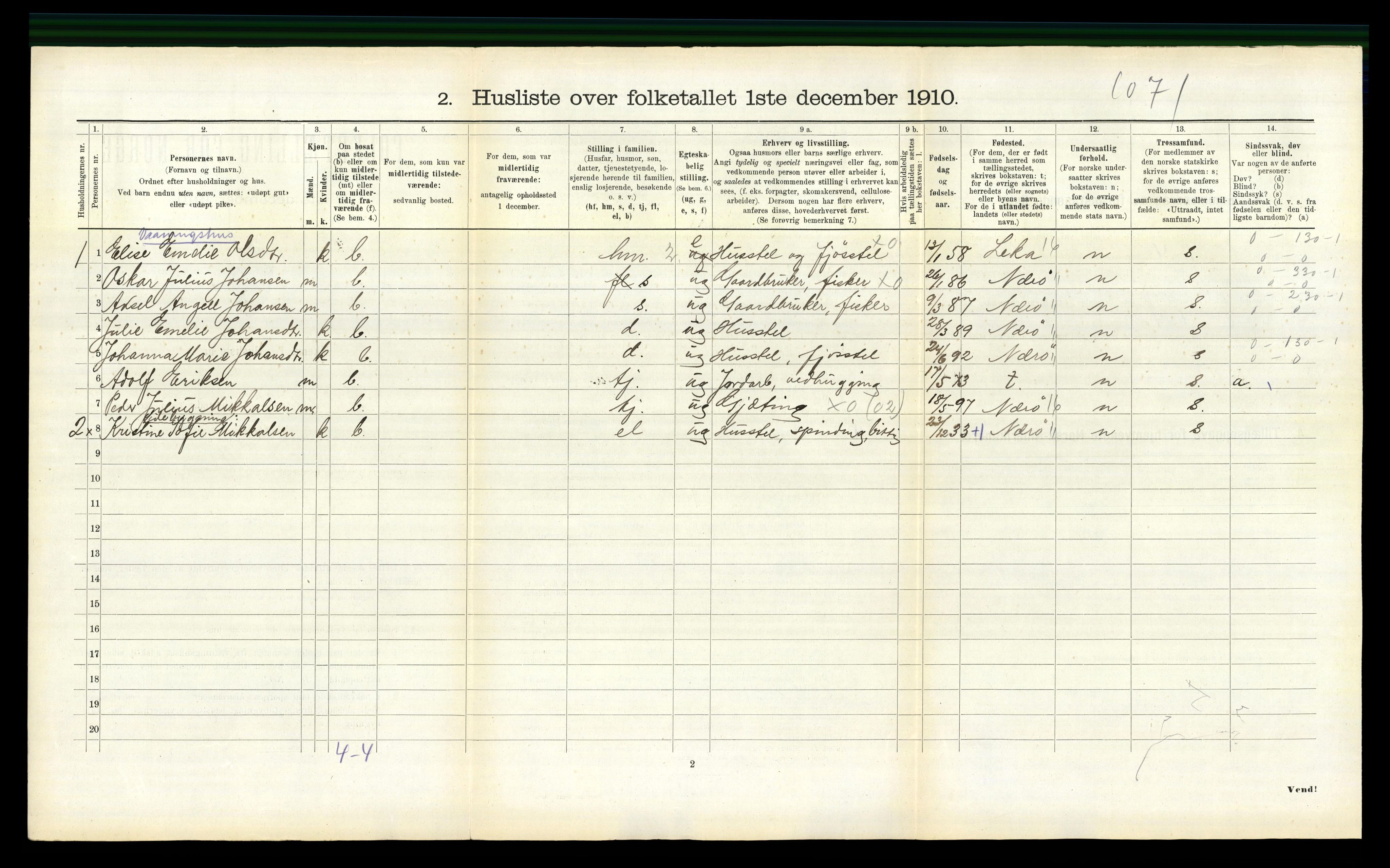 RA, 1910 census for Kolvereid, 1910, p. 359