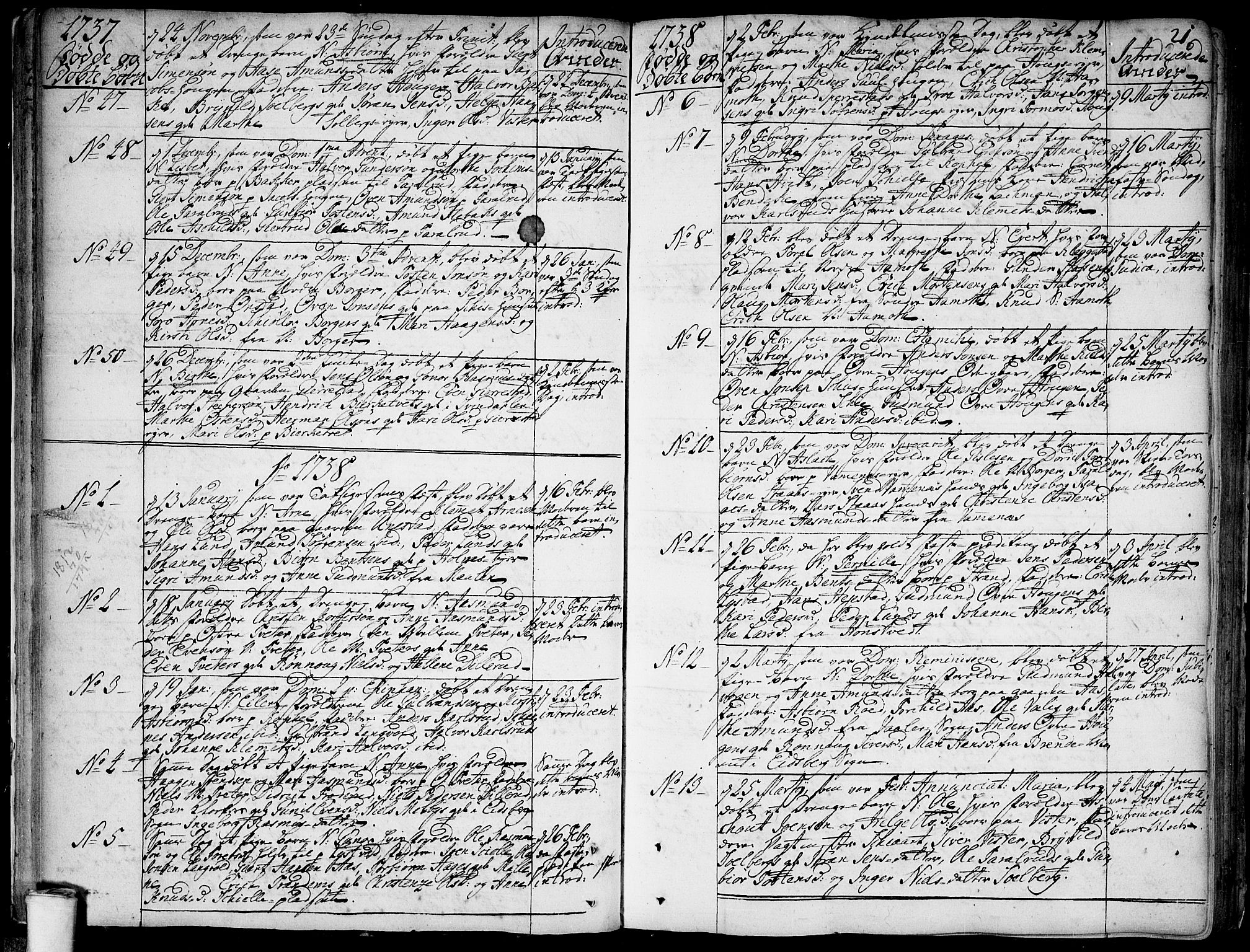 Skiptvet prestekontor Kirkebøker, SAO/A-20009/F/Fa/L0002: Parish register (official) no. 2, 1734-1759, p. 21
