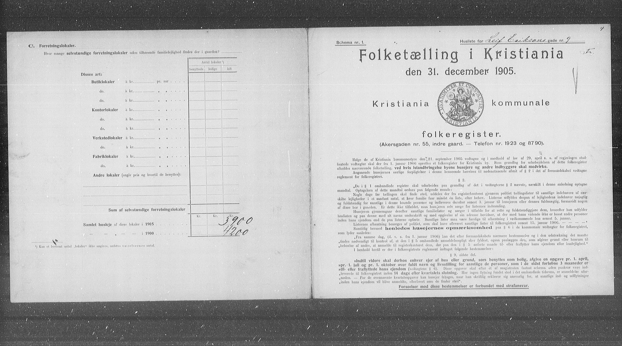 OBA, Municipal Census 1905 for Kristiania, 1905, p. 30107