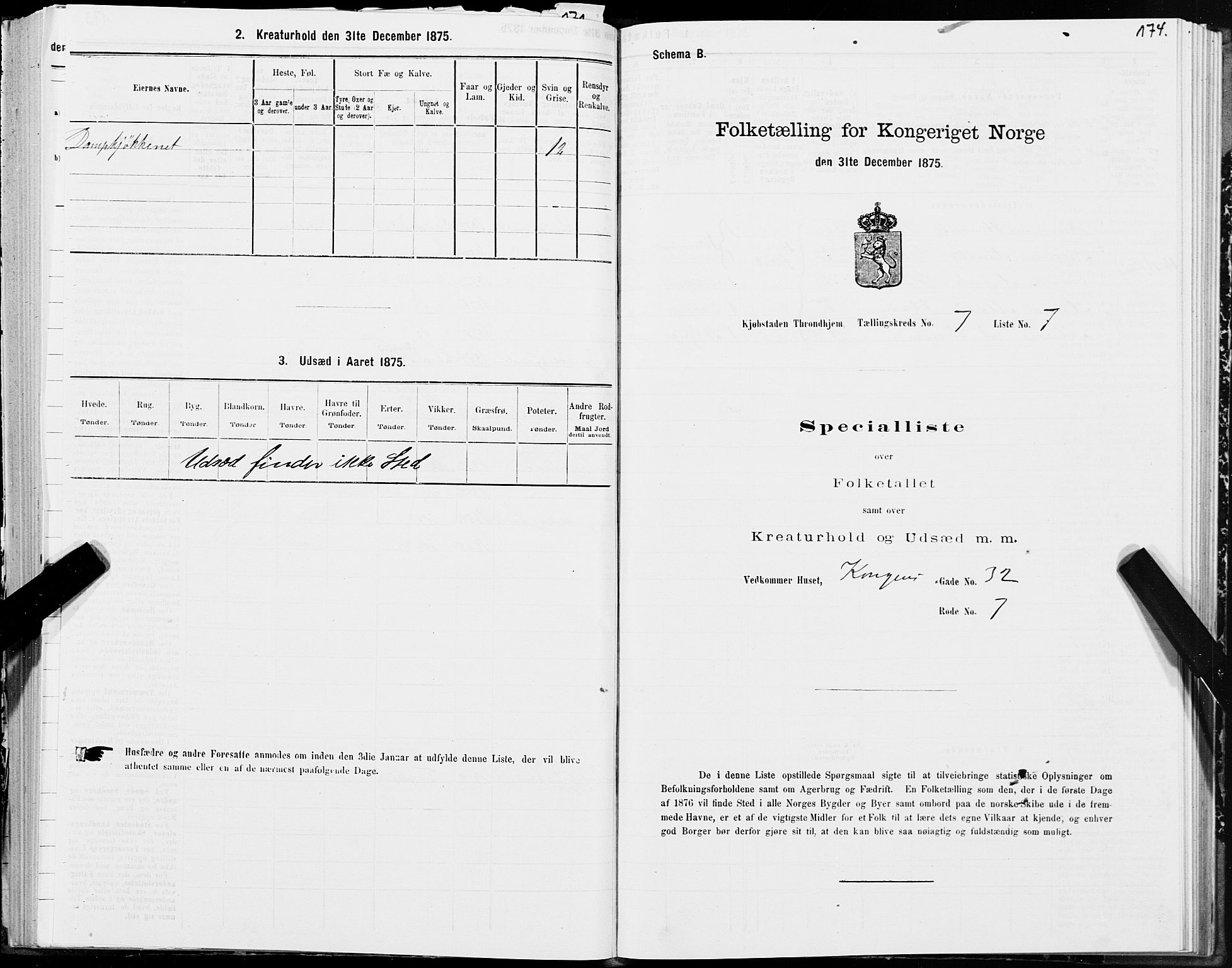 SAT, 1875 census for 1601 Trondheim, 1875, p. 4174