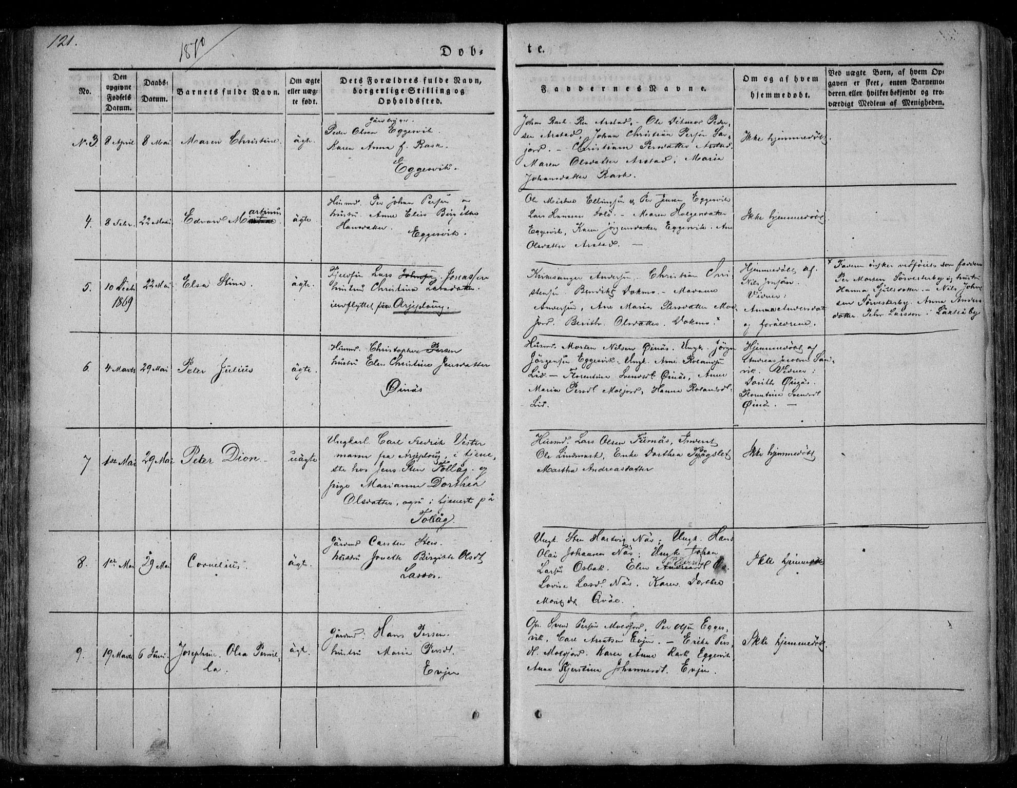 Ministerialprotokoller, klokkerbøker og fødselsregistre - Nordland, AV/SAT-A-1459/846/L0644: Parish register (official) no. 846A02, 1837-1872, p. 121