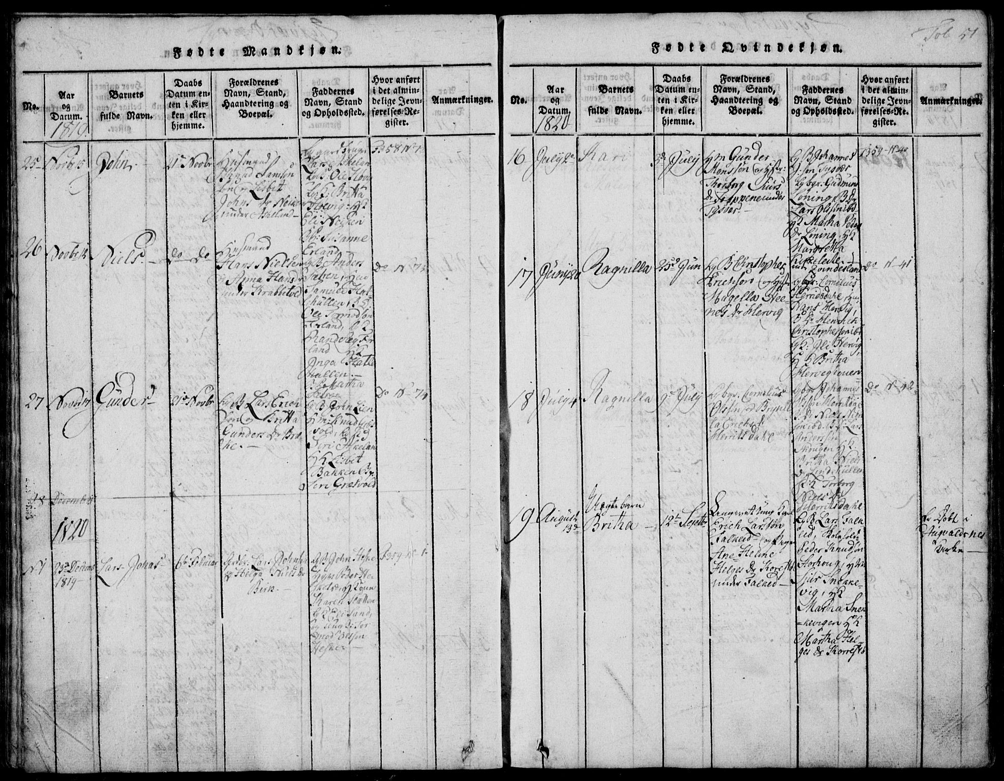 Skjold sokneprestkontor, AV/SAST-A-101847/H/Ha/Hab/L0002: Parish register (copy) no. B 2 /1, 1815-1830, p. 51