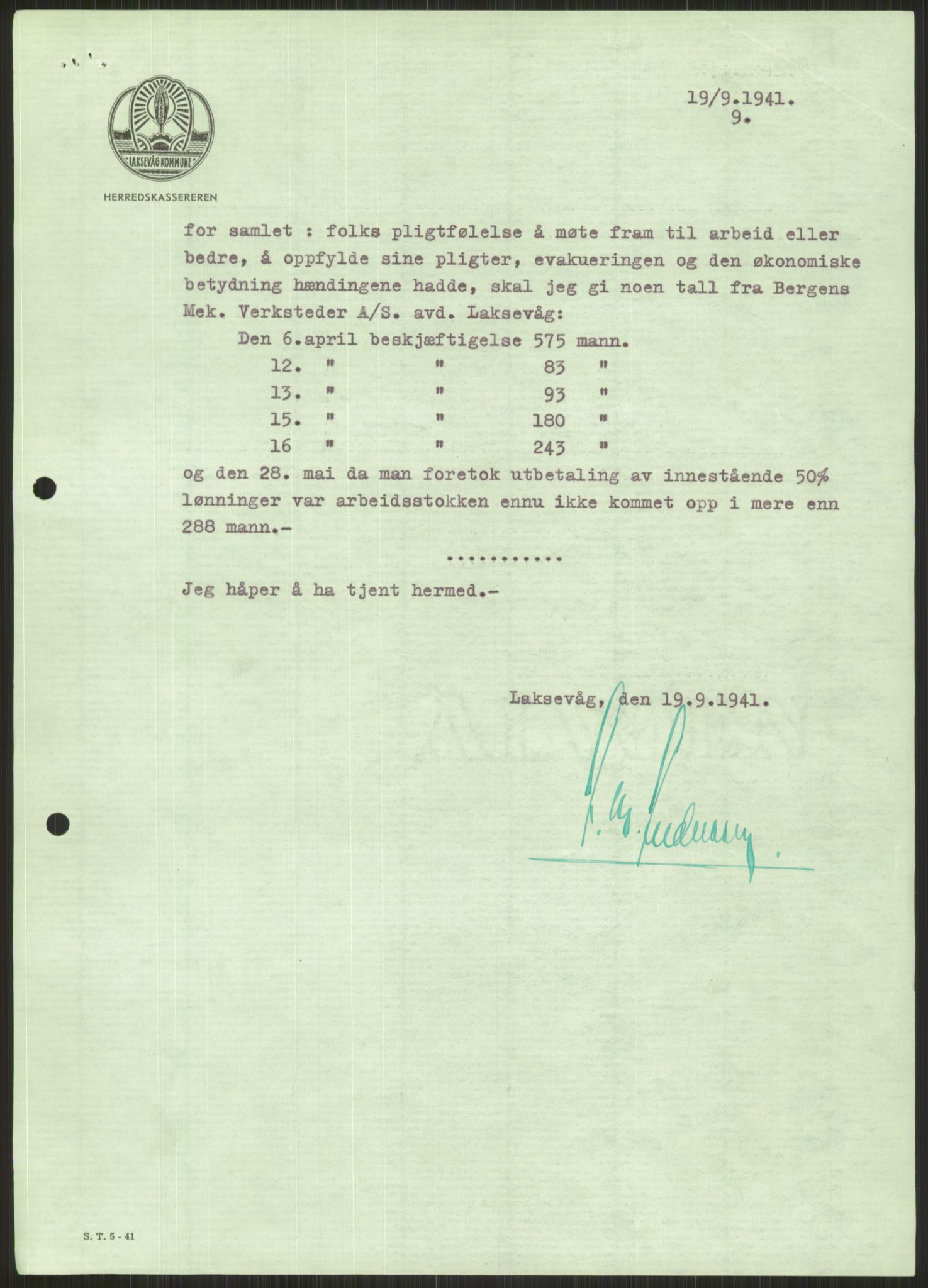 Forsvaret, Forsvarets krigshistoriske avdeling, AV/RA-RAFA-2017/Y/Ya/L0015: II-C-11-31 - Fylkesmenn.  Rapporter om krigsbegivenhetene 1940., 1940, p. 373