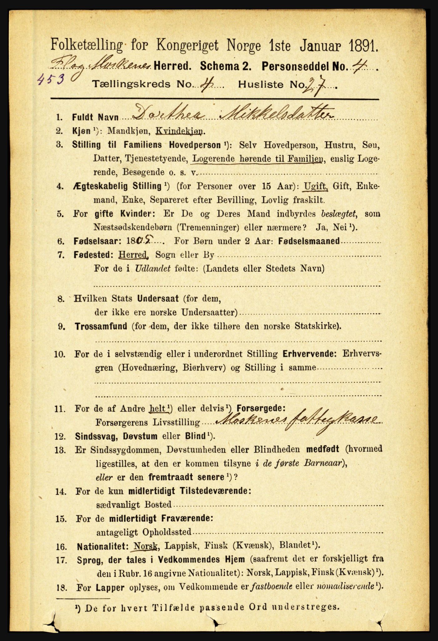 RA, 1891 census for 1859 Flakstad, 1891, p. 2080
