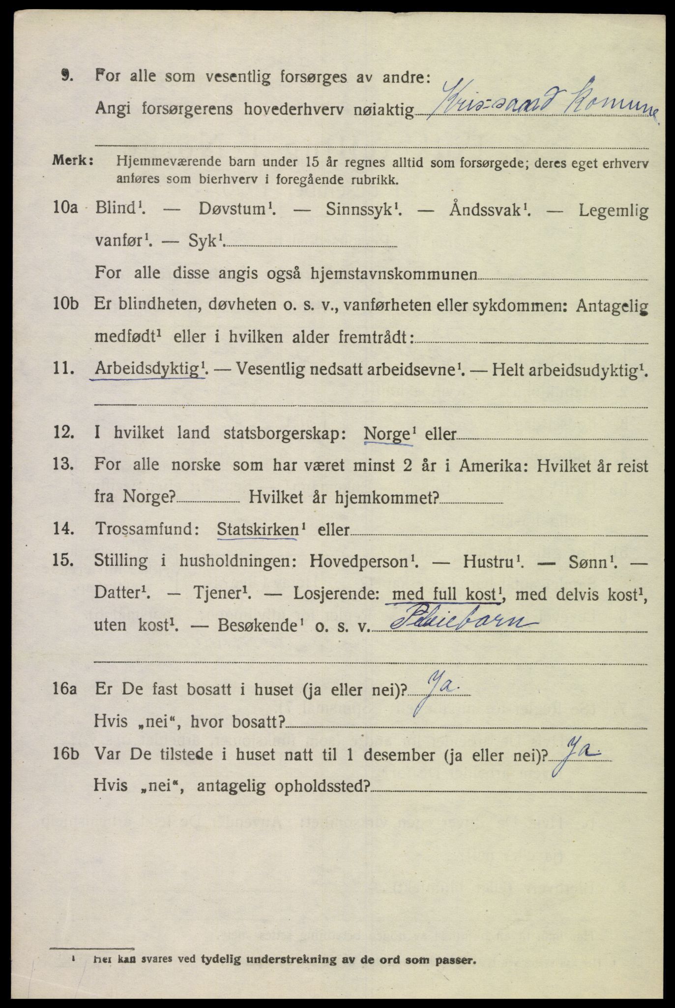 SAK, 1920 census for Søgne, 1920, p. 1520