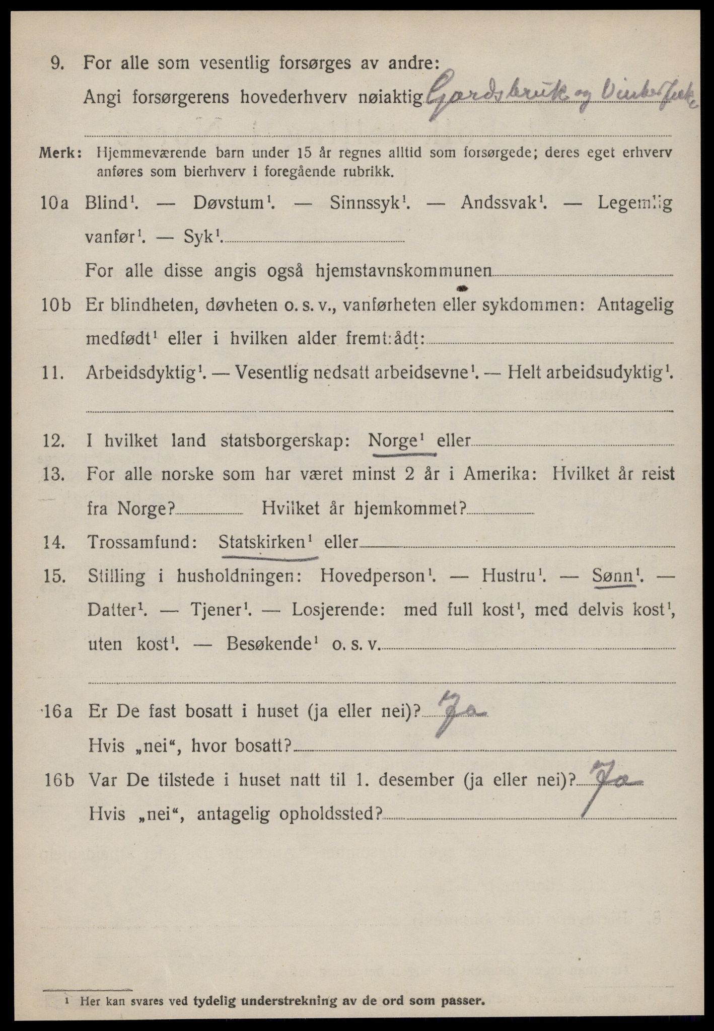 SAT, 1920 census for Vatne, 1920, p. 2197