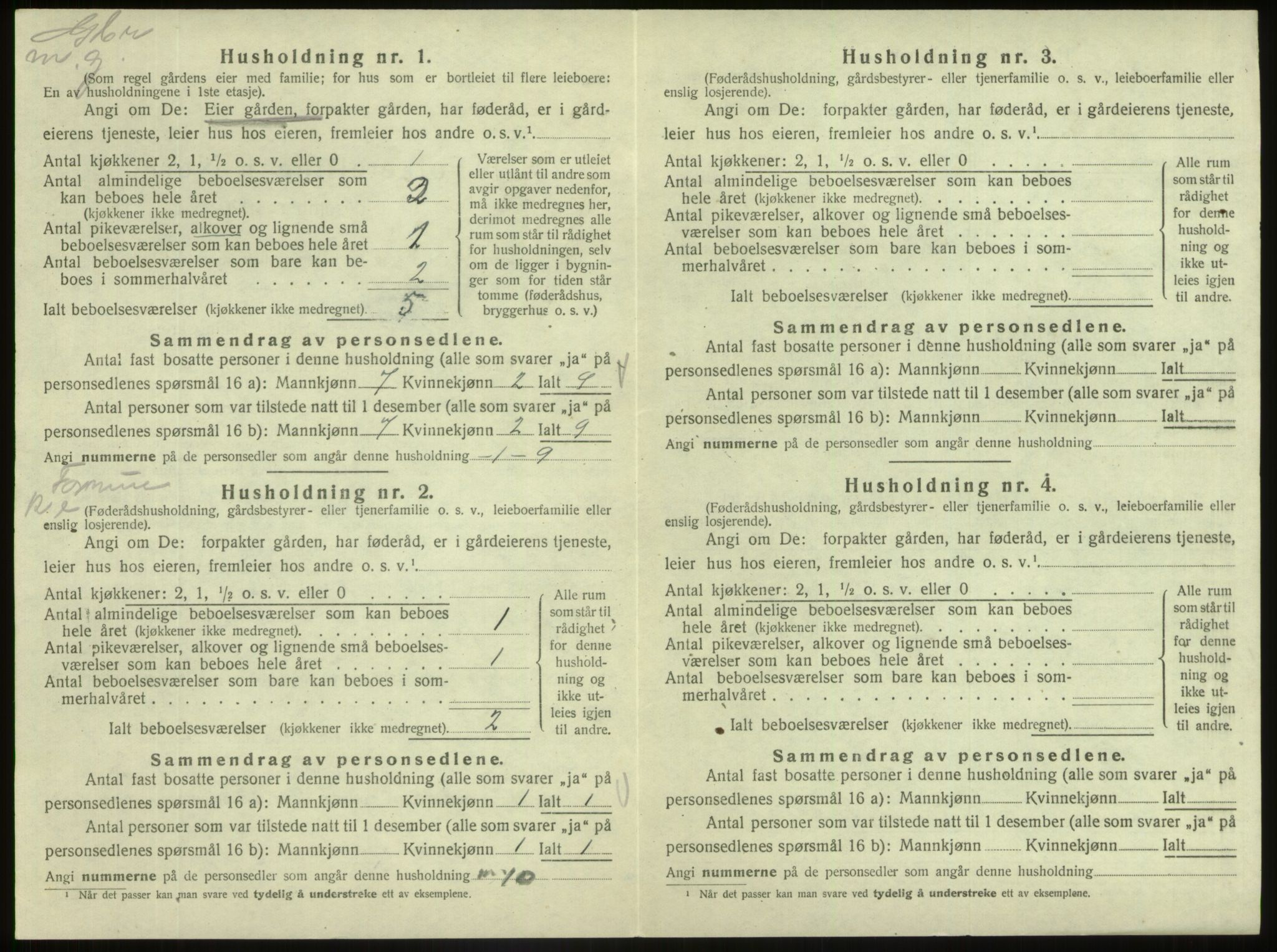 SAB, 1920 census for Fjaler, 1920, p. 311