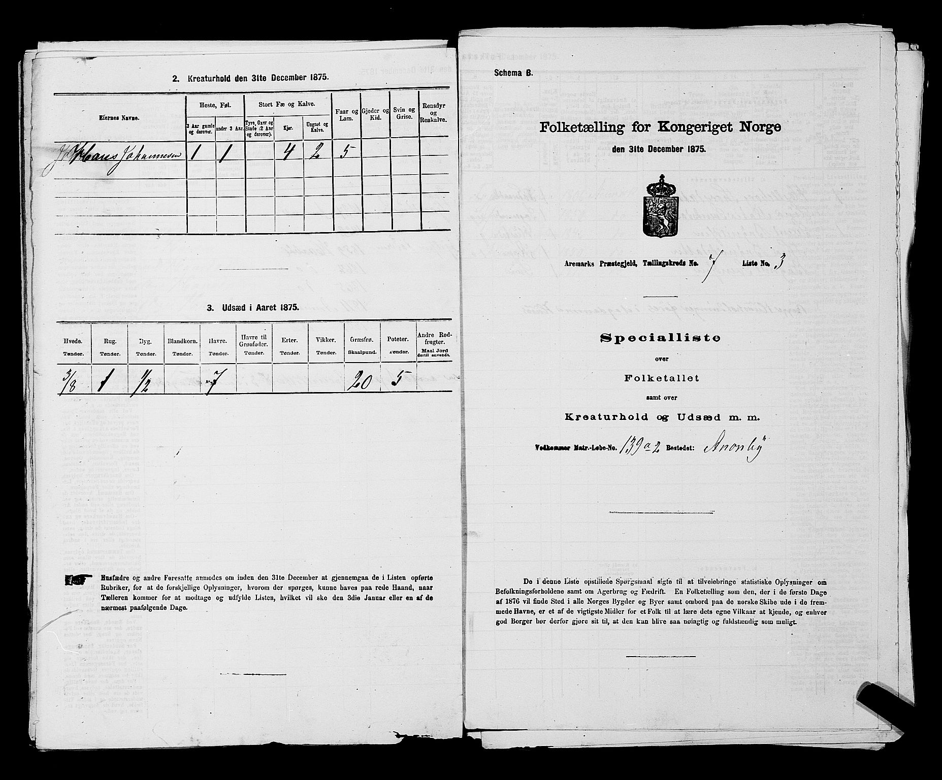 RA, 1875 census for 0118P Aremark, 1875, p. 978