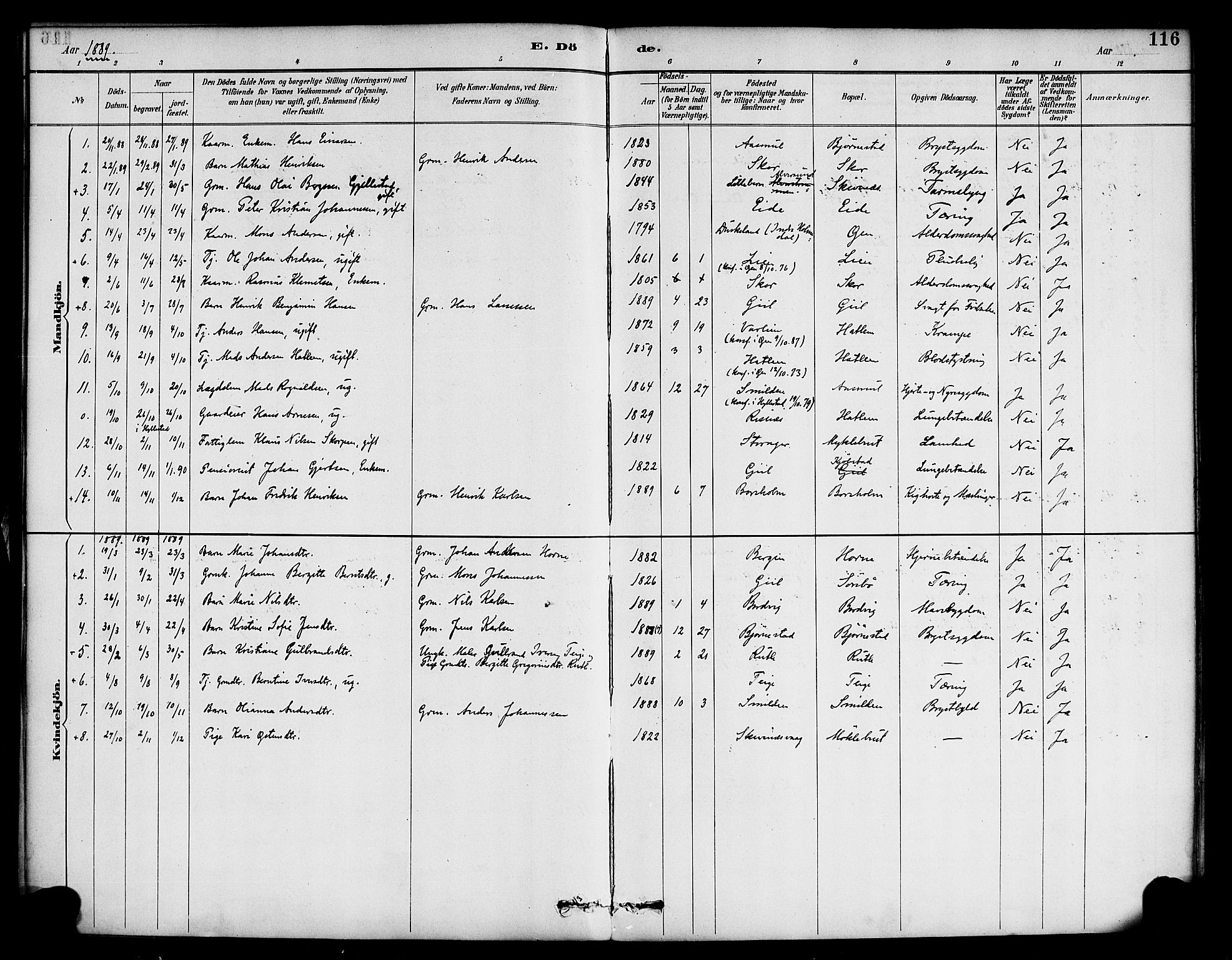 Hyllestad sokneprestembete, SAB/A-80401: Parish register (official) no. D 1, 1886-1905, p. 116