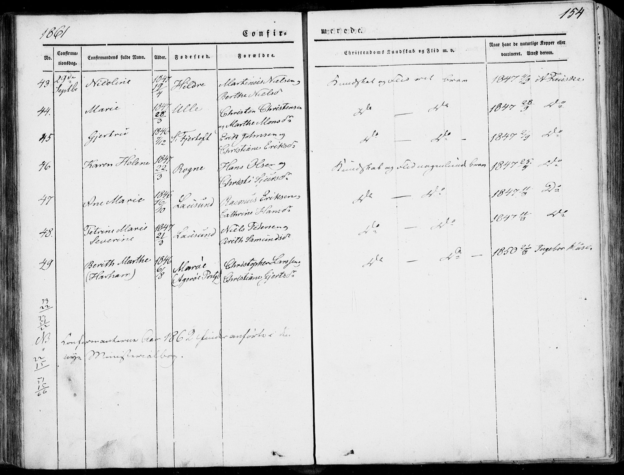 Ministerialprotokoller, klokkerbøker og fødselsregistre - Møre og Romsdal, SAT/A-1454/536/L0497: Parish register (official) no. 536A06, 1845-1865, p. 154