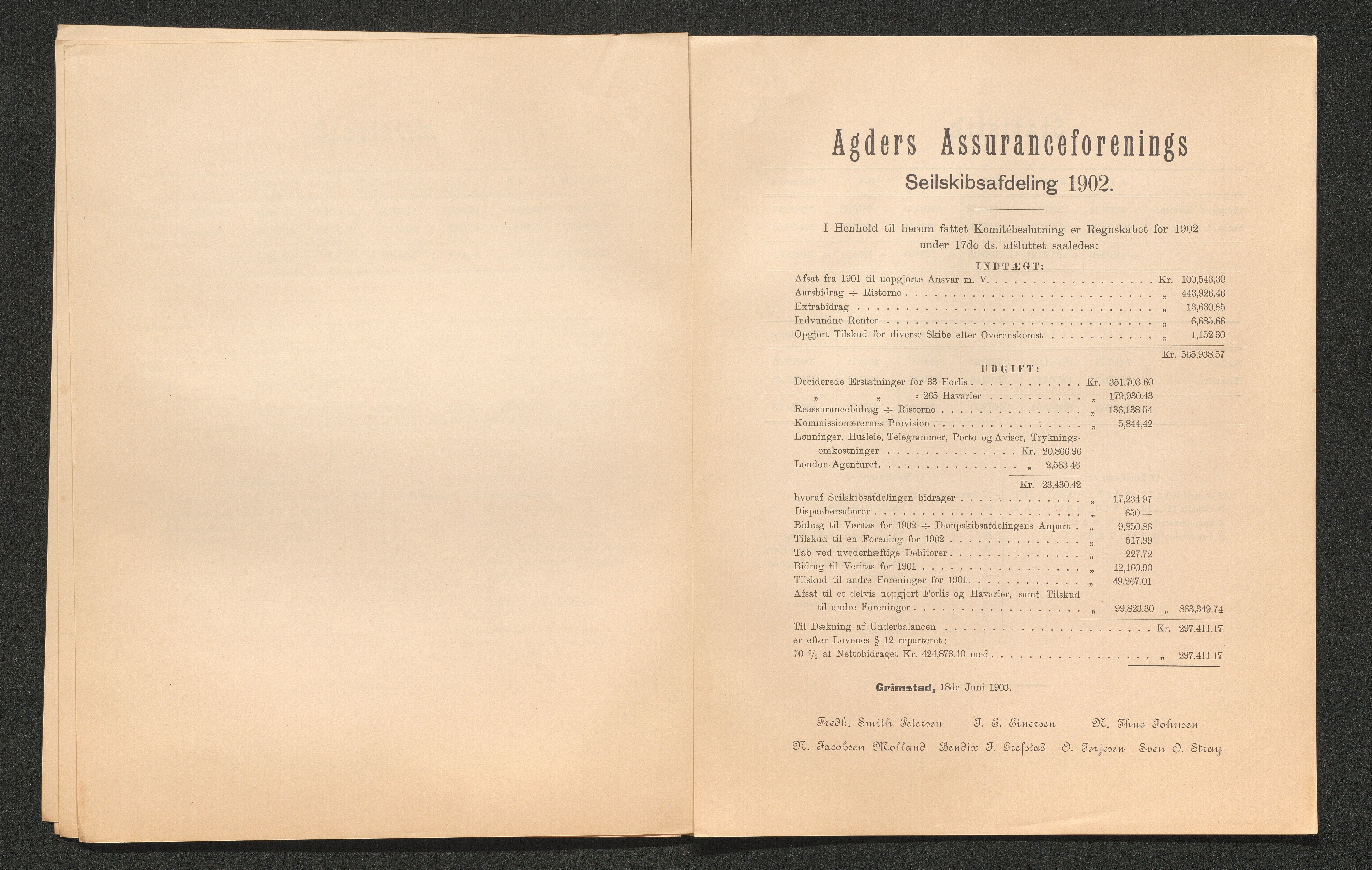 Agders Gjensidige Assuranceforening, AAKS/PA-1718/05/L0003: Regnskap, seilavdeling, pakkesak, 1890-1912