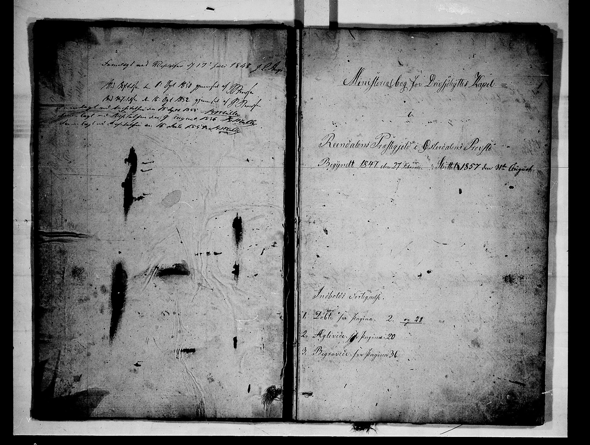 Rendalen prestekontor, AV/SAH-PREST-054/H/Ha/Hab/L0001: Parish register (copy) no. 1, 1847-1857, p. 1