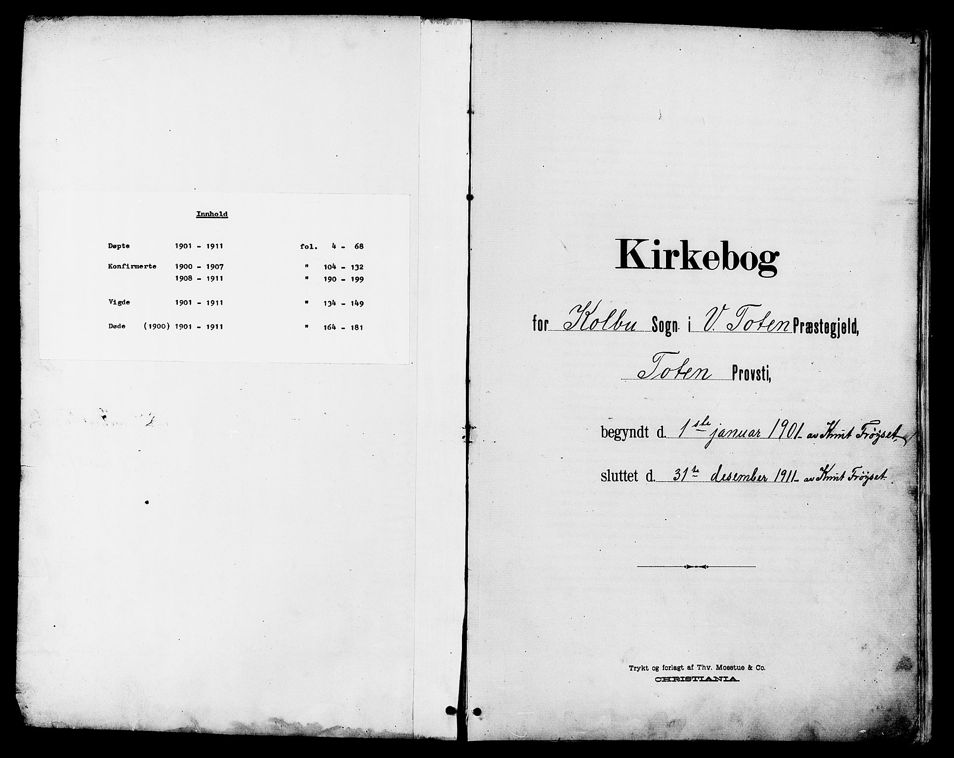 Vestre Toten prestekontor, SAH/PREST-108/H/Ha/Hab/L0011: Parish register (copy) no. 11, 1901-1911, p. 1