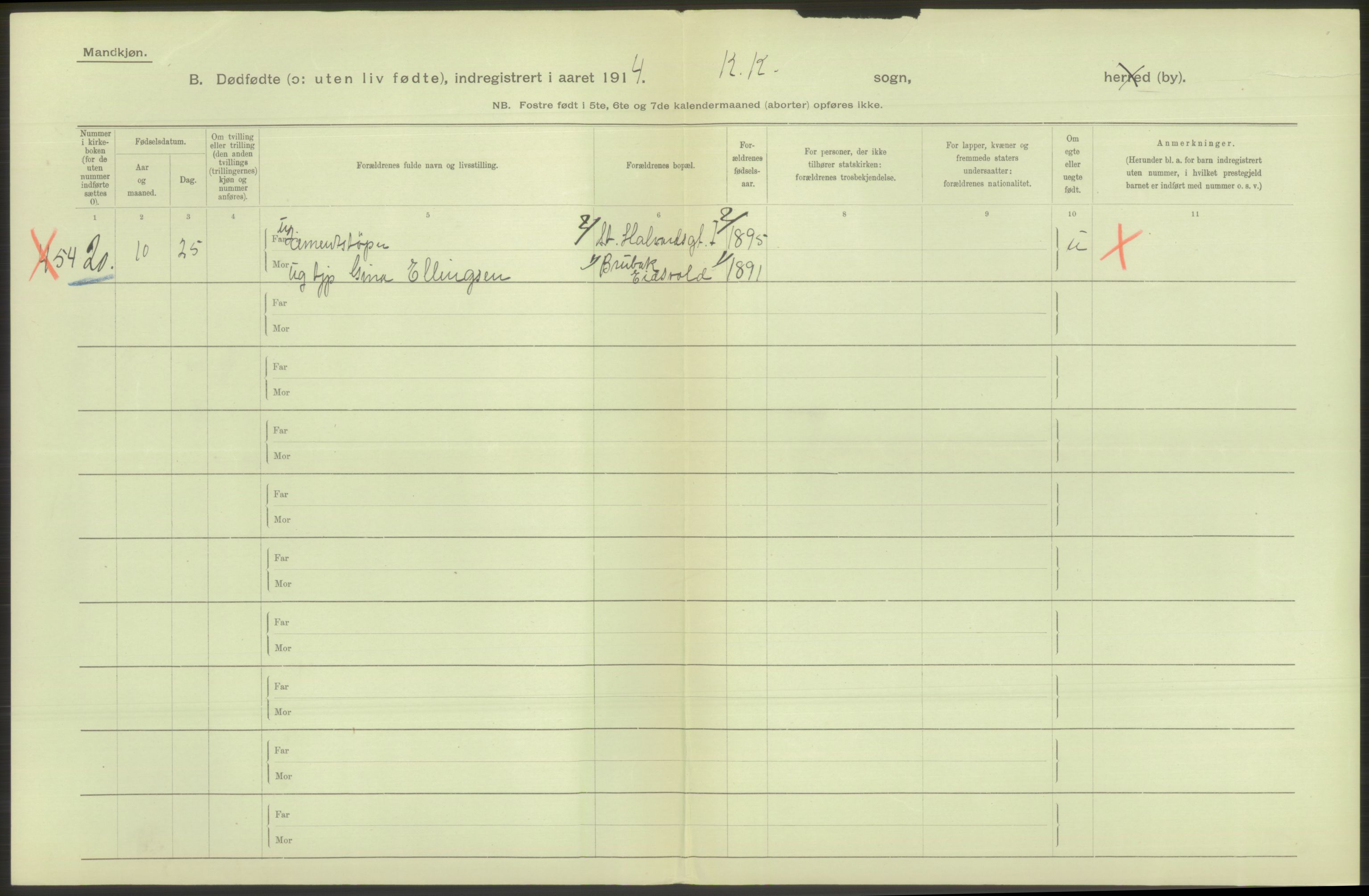 Statistisk sentralbyrå, Sosiodemografiske emner, Befolkning, RA/S-2228/D/Df/Dfb/Dfbd/L0009: Kristiania: Døde, dødfødte, 1914, p. 126