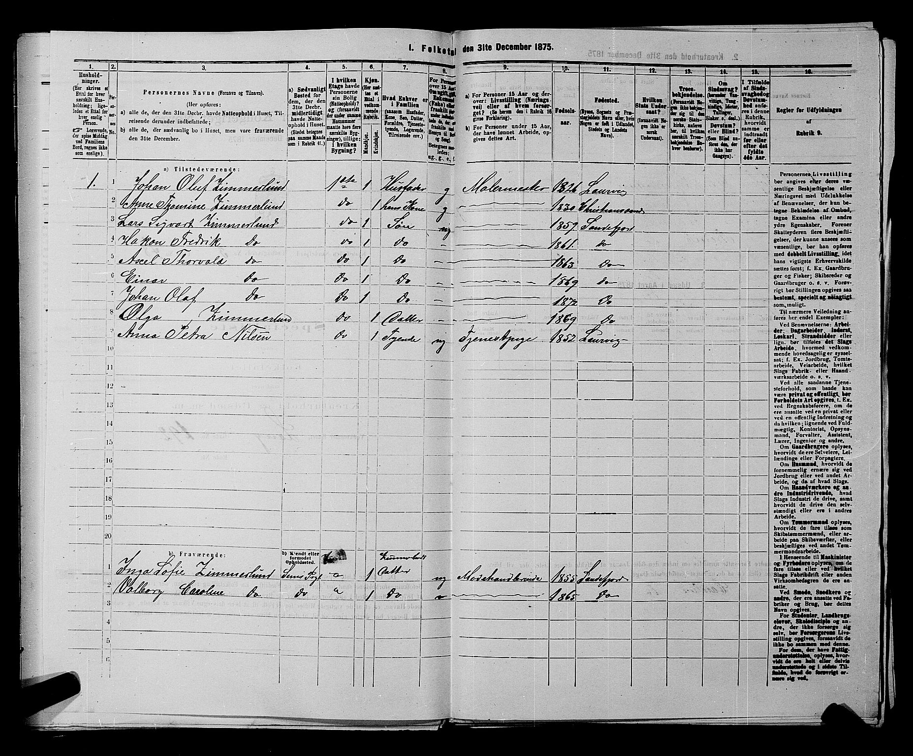 SAKO, 1875 census for 0706B Sandeherred/Sandefjord, 1875, p. 457