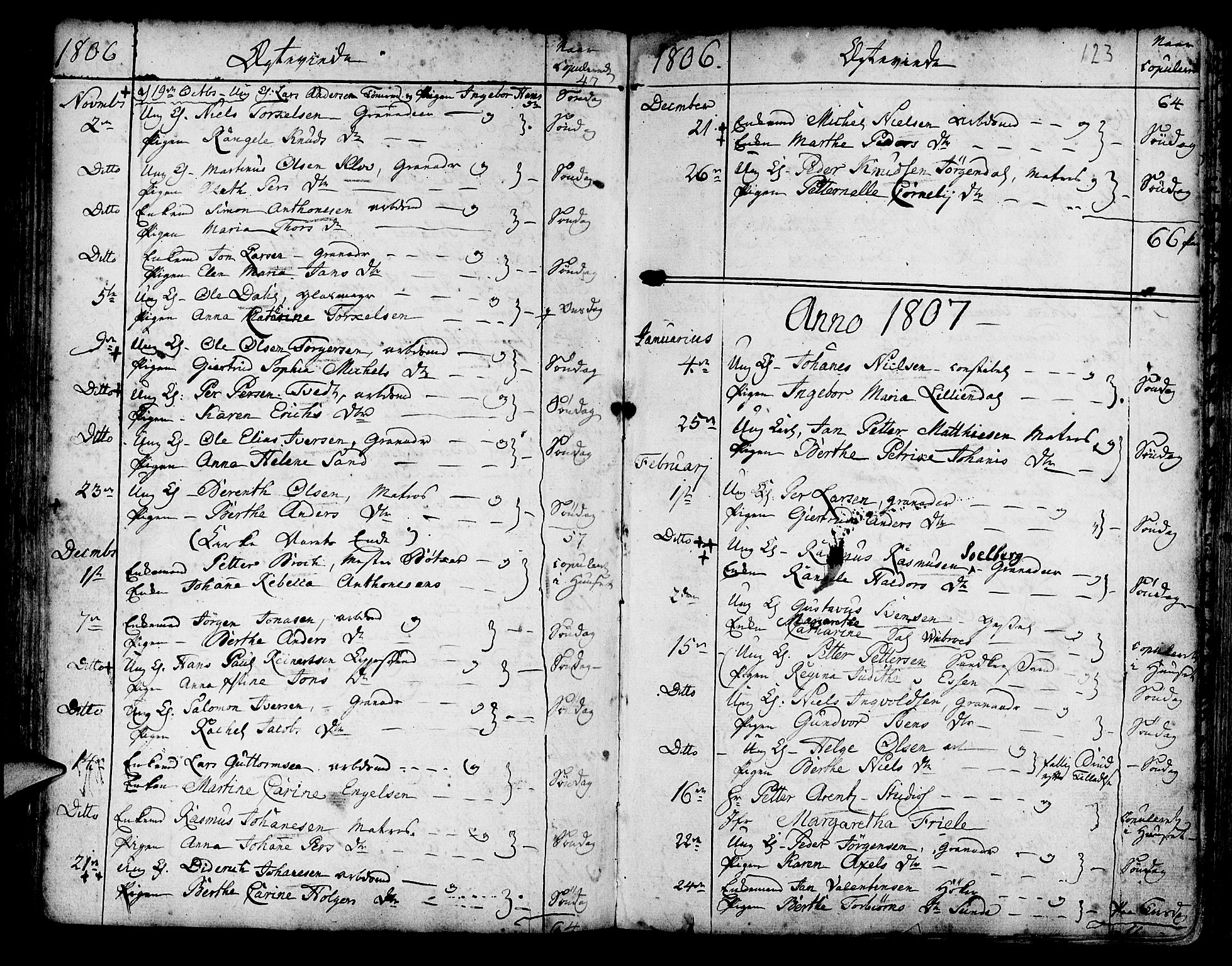Korskirken sokneprestembete, AV/SAB-A-76101/H/Haa/L0009: Parish register (official) no. A 9, 1743-1861, p. 123
