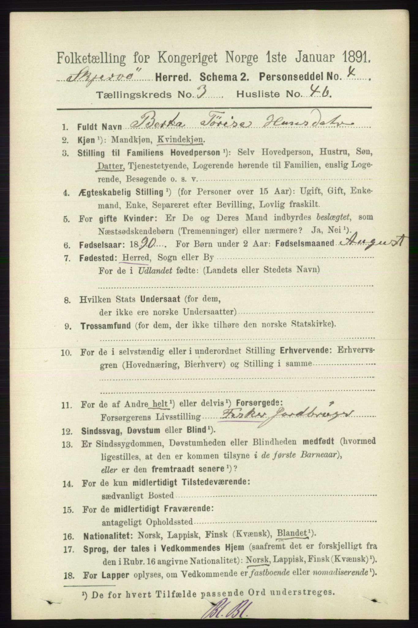 RA, 1891 census for 1941 Skjervøy, 1891, p. 2189