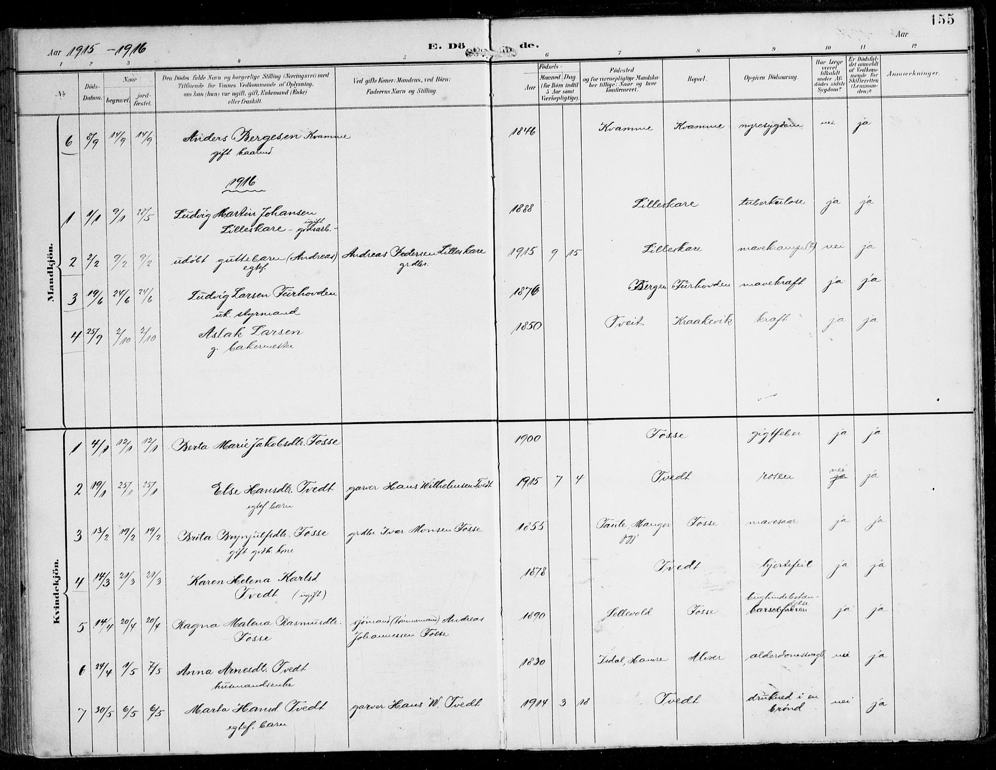 Alversund Sokneprestembete, SAB/A-73901/H/Ha/Haa/Haaa/L0003: Parish register (official) no. A 3, 1897-1926, p. 155