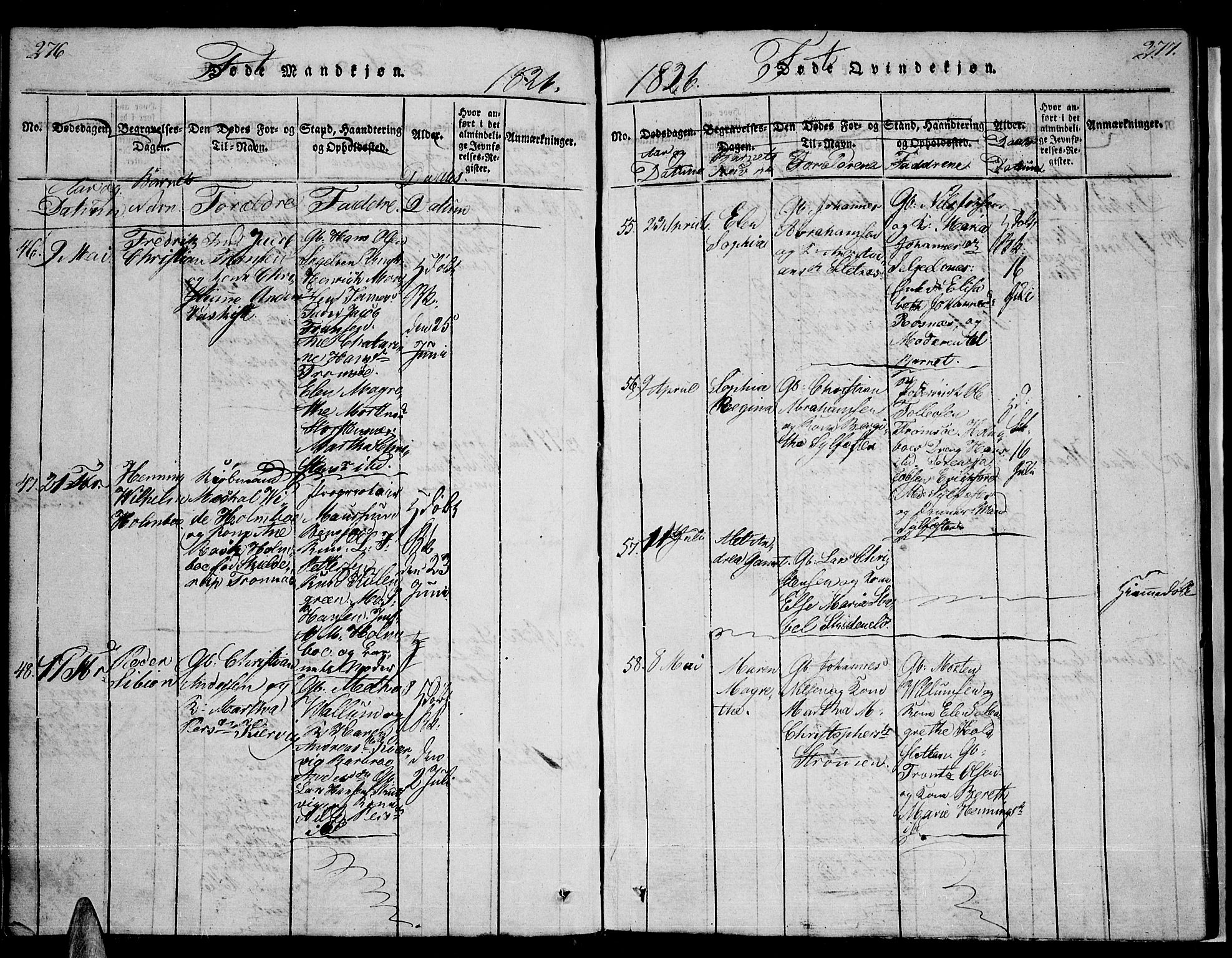 Tromsø sokneprestkontor/stiftsprosti/domprosti, SATØ/S-1343/G/Ga/L0007kirke: Parish register (official) no. 7, 1821-1828, p. 276-277
