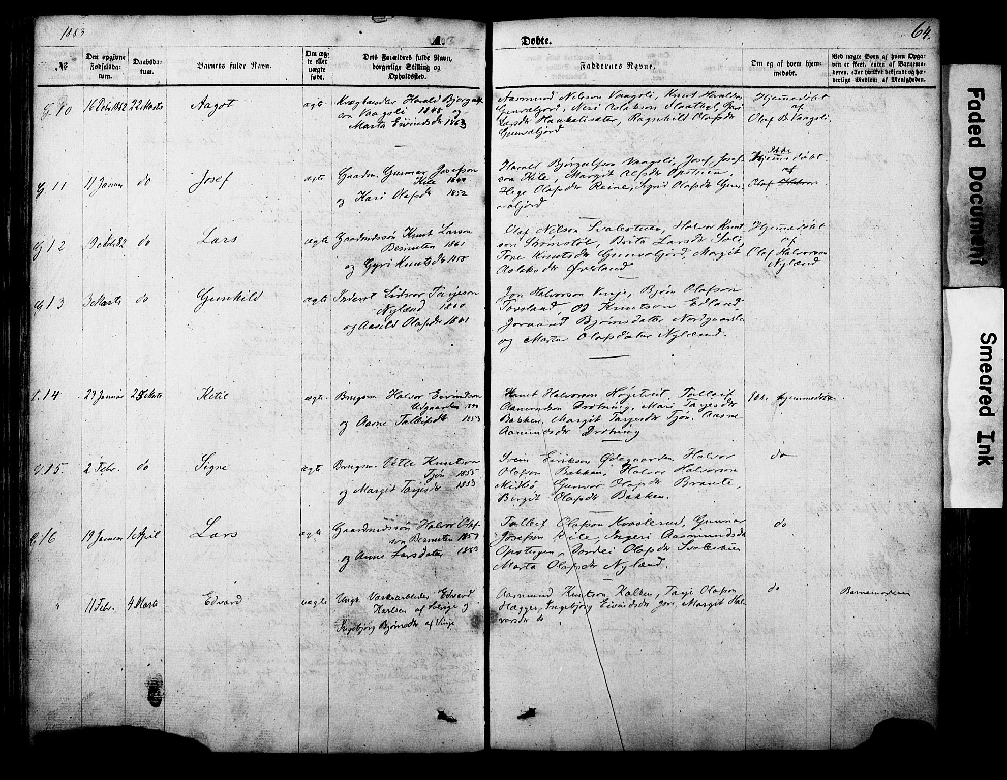 Vinje kirkebøker, SAKO/A-312/F/Fa/L0005: Parish register (official) no. I 5, 1870-1886, p. 64
