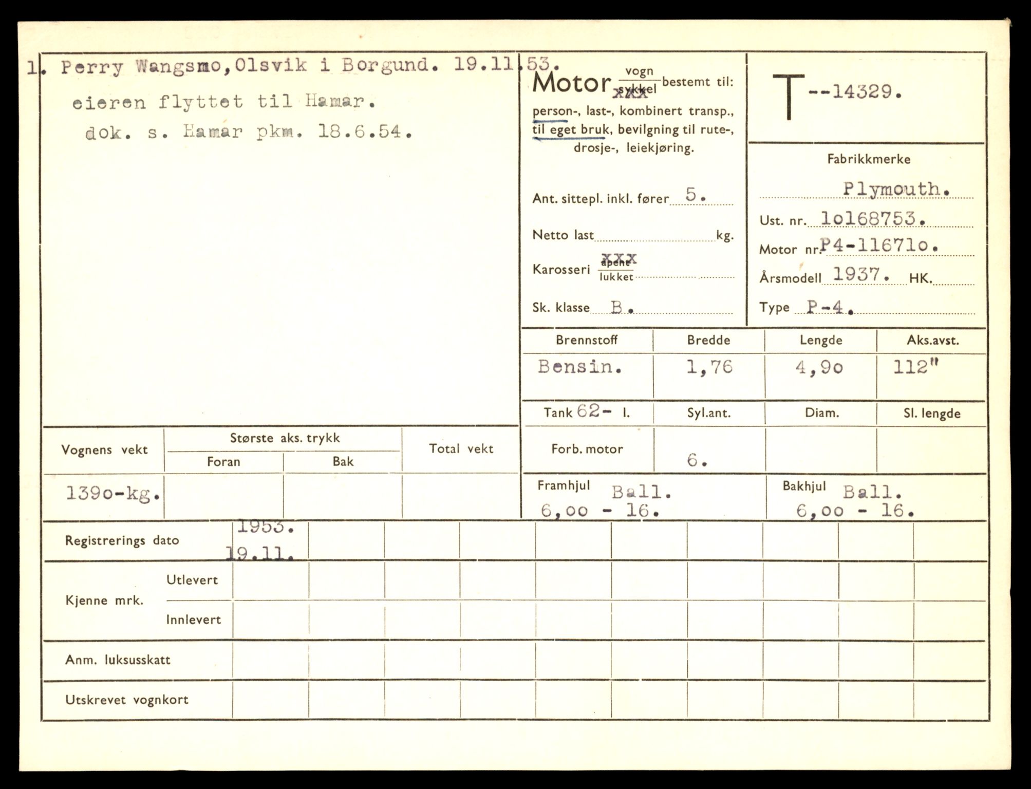Møre og Romsdal vegkontor - Ålesund trafikkstasjon, AV/SAT-A-4099/F/Fe/L0045: Registreringskort for kjøretøy T 14320 - T 14444, 1927-1998, p. 299