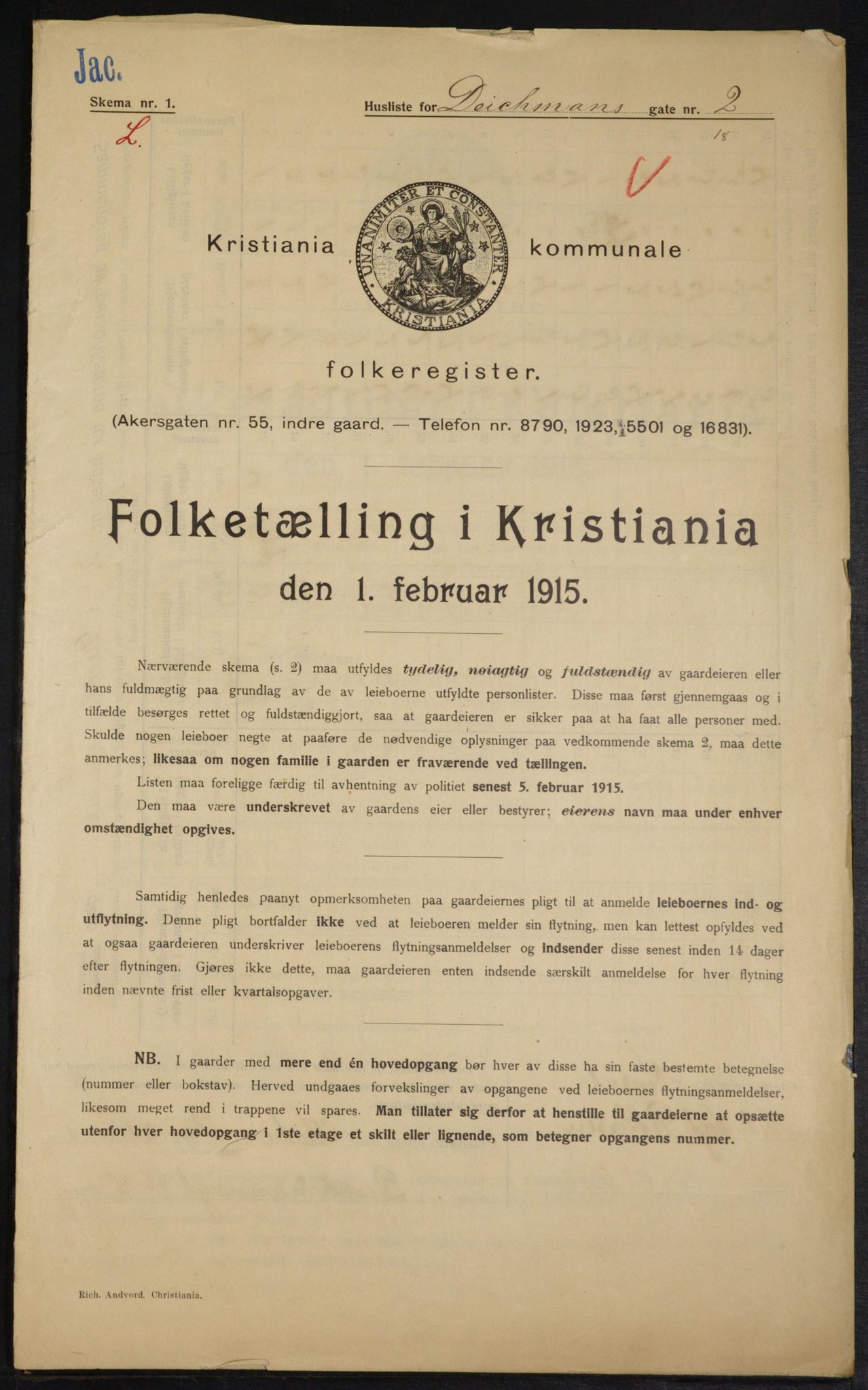 OBA, Municipal Census 1915 for Kristiania, 1915, p. 15373