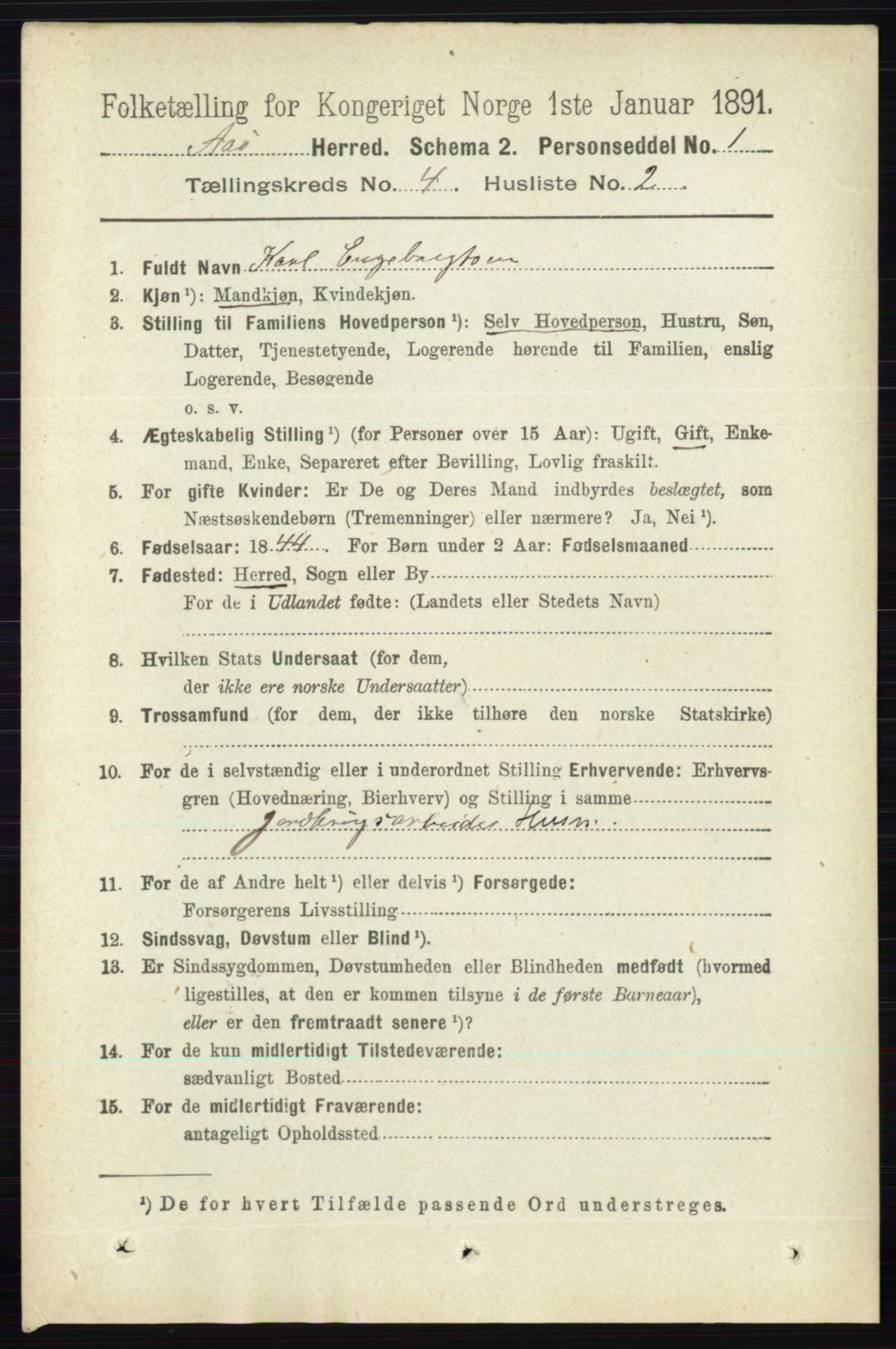 RA, 1891 census for 0214 Ås, 1891, p. 3048