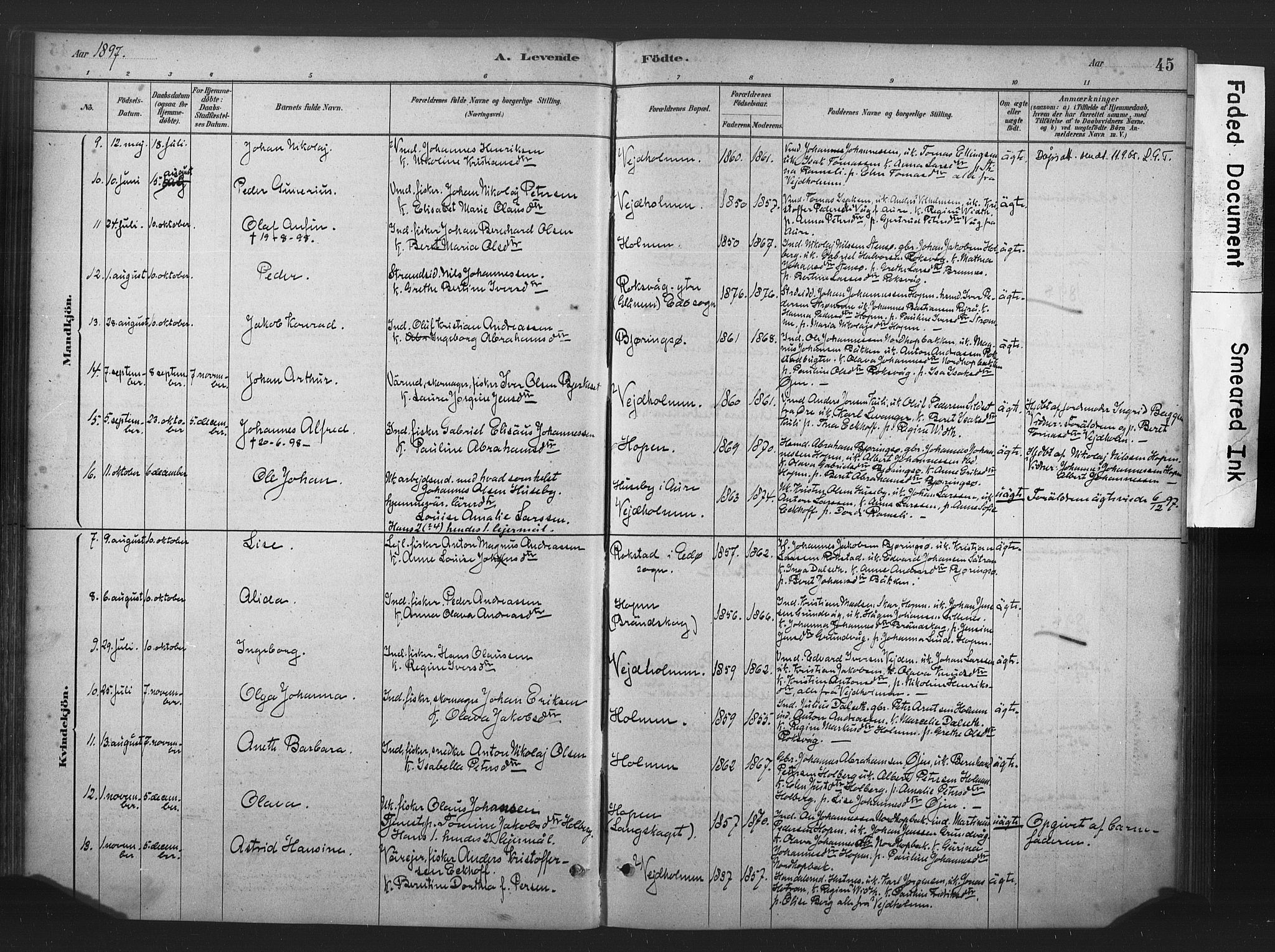 Ministerialprotokoller, klokkerbøker og fødselsregistre - Møre og Romsdal, AV/SAT-A-1454/583/L0954: Parish register (official) no. 583A01, 1880-1906, p. 45