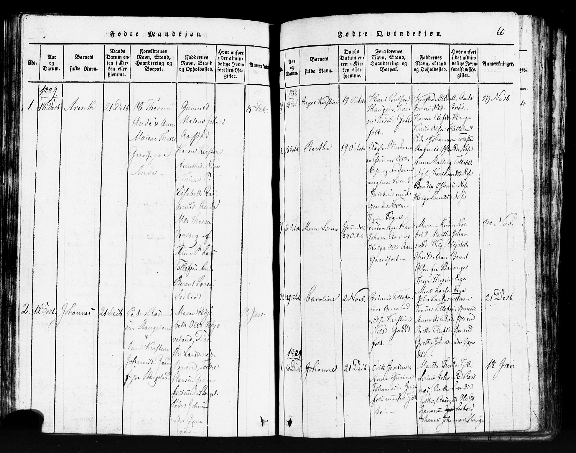 Klepp sokneprestkontor, SAST/A-101803/001/3/30BB/L0001: Parish register (copy) no.  B 1, 1816-1859, p. 60